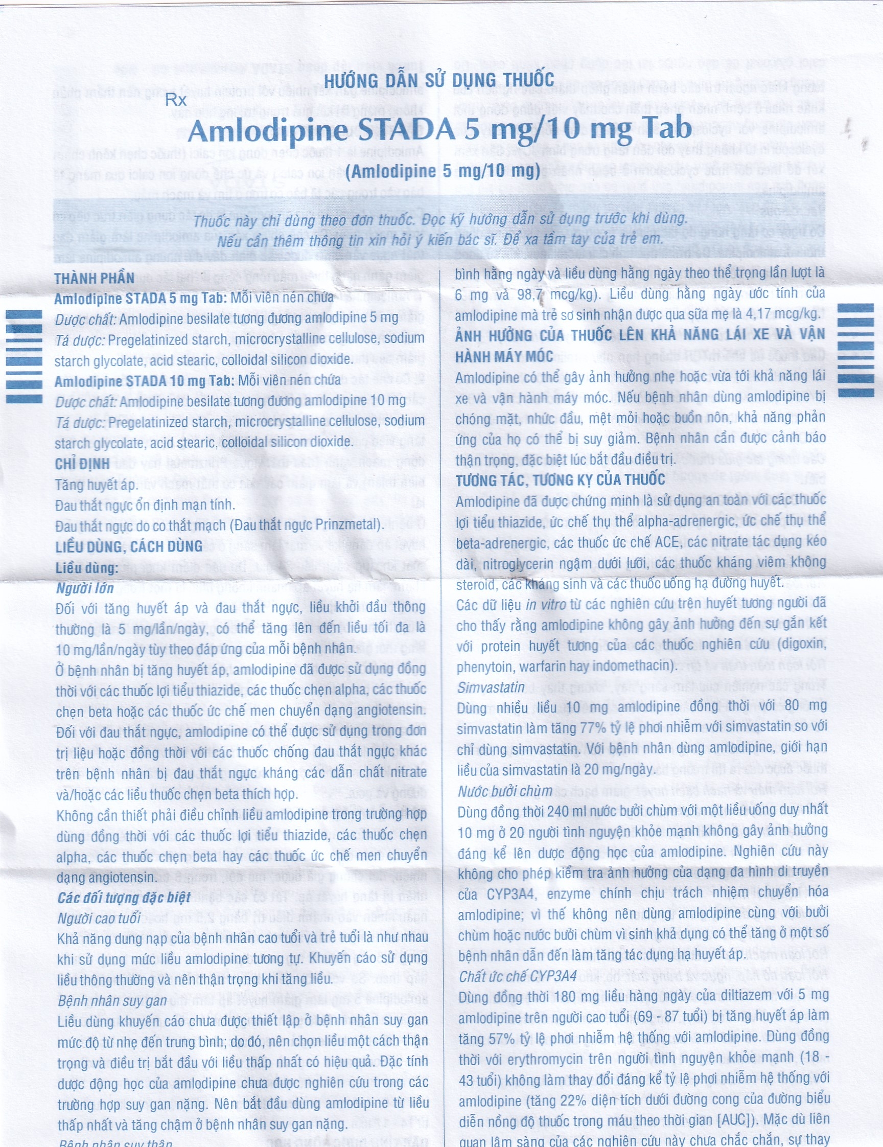 Hình ảnh Thuốc Amlodipine Stada 5mg Tab điều trị tăng huyết áp, đau thắt ngực (10 vỉ x 14 viên)