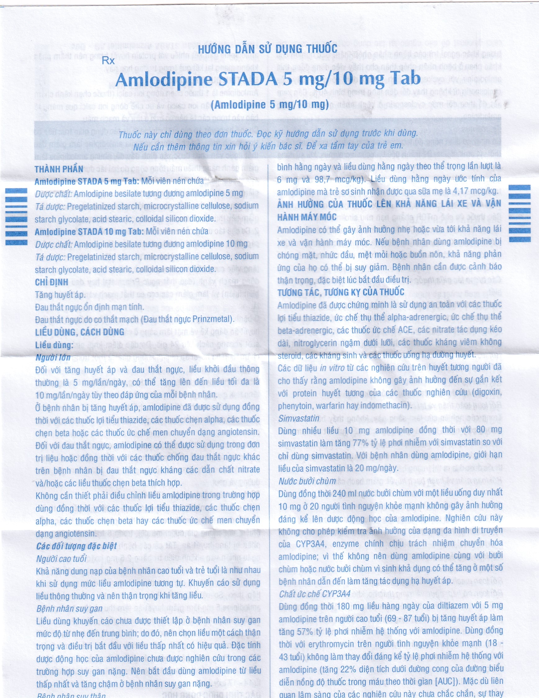 Hình ảnh Thuốc Amlodipine Stada 10mg Tab điều trị tăng huyết áp, đau thắt ngực (10 vỉ x 14 viên)