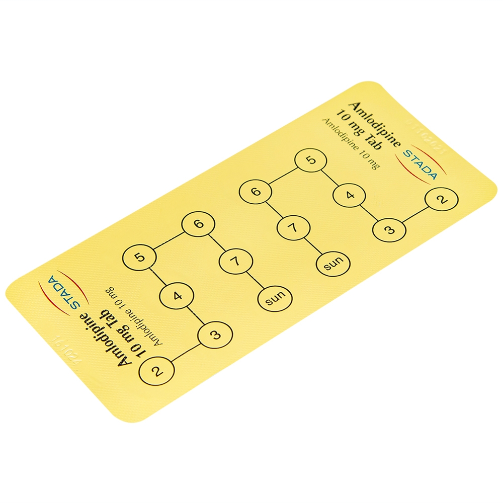 Hình ảnh Thuốc Amlodipine Stada 10mg Tab điều trị tăng huyết áp, đau thắt ngực (10 vỉ x 14 viên)
