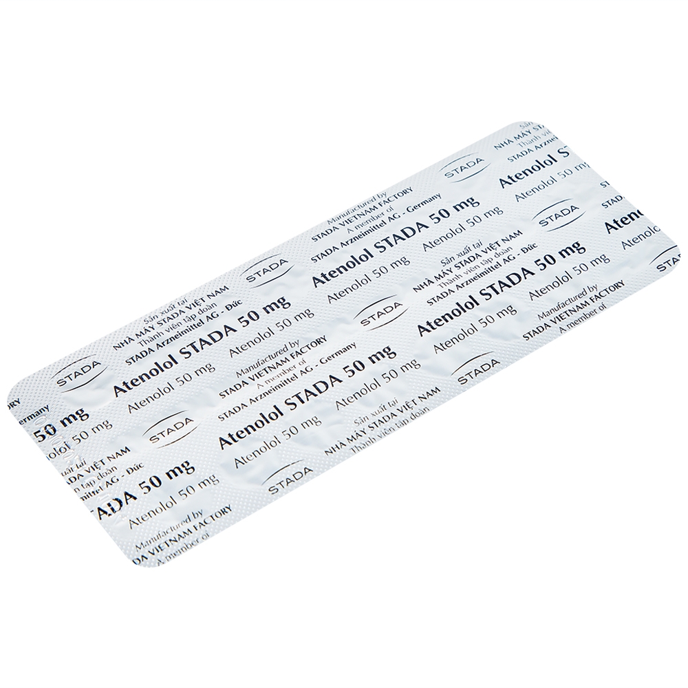 Hình ảnh Thuốc Atenolol Stada 50mg điều trị tăng huyết áp, đau thắt ngực (2 vỉ x 15 viên)