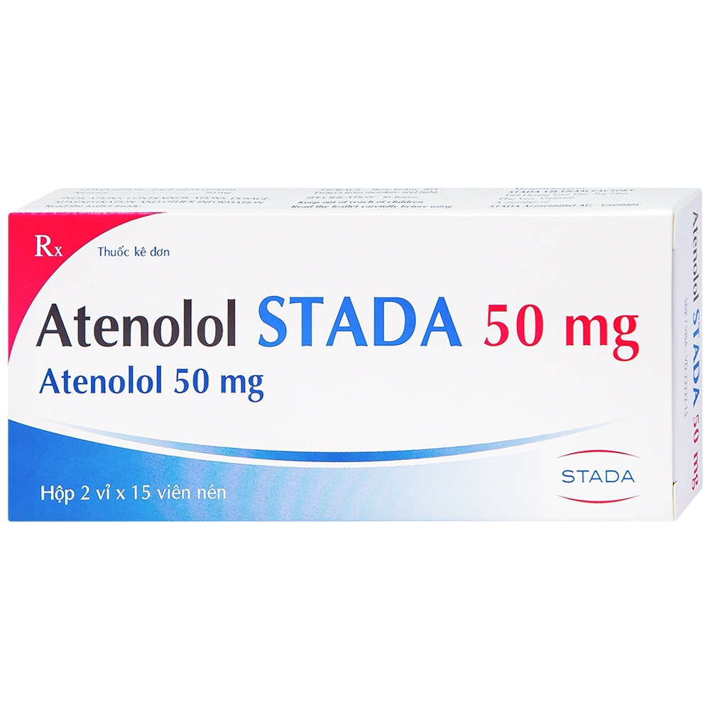 Hình ảnh Thuốc Atenolol Stada 50mg điều trị tăng huyết áp, đau thắt ngực (2 vỉ x 15 viên)