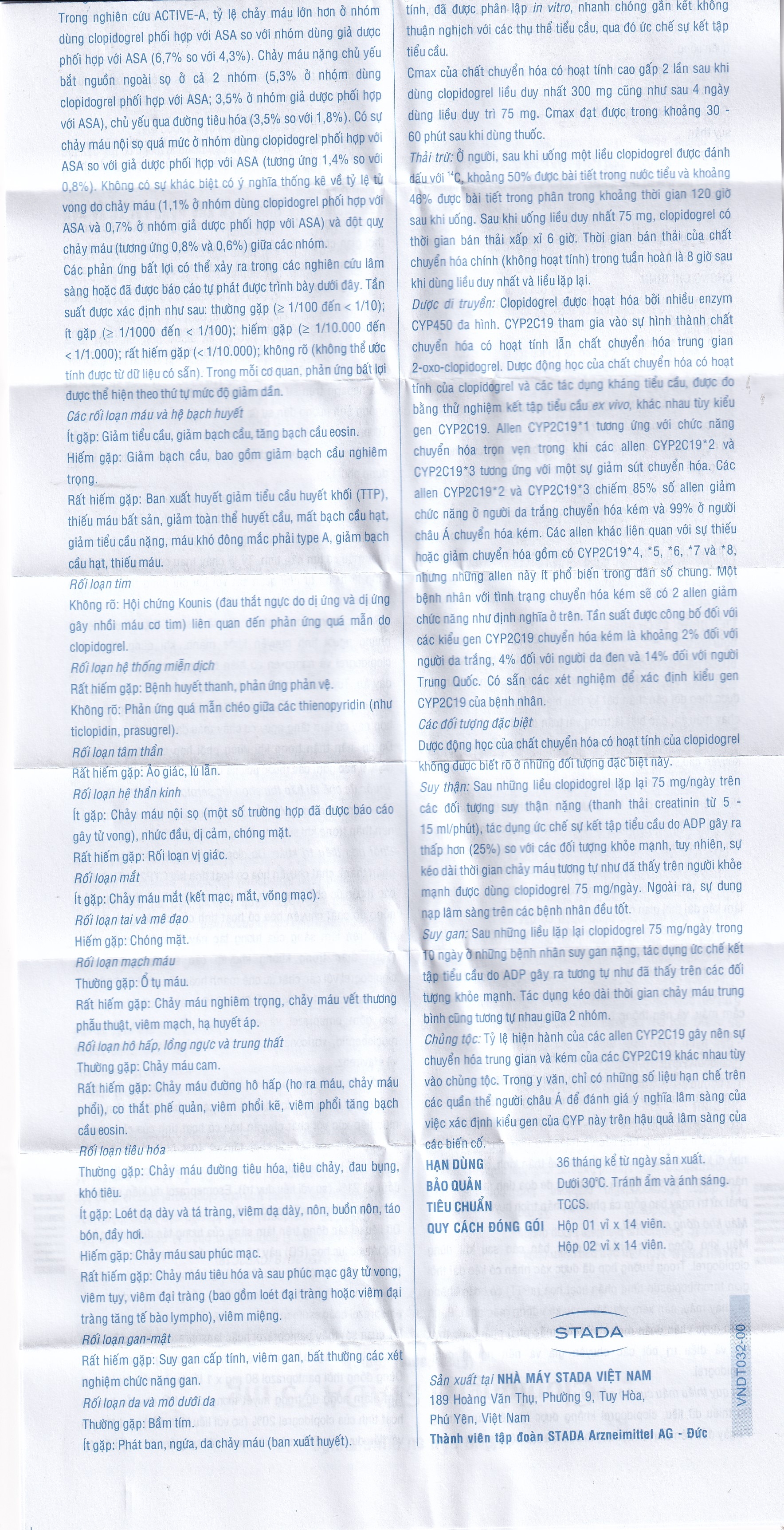 Hình ảnh Thuốc Clopidogrel Stada 75mg dự phòng biến cố do huyết khối động mạch (2 vỉ x 14 viên)