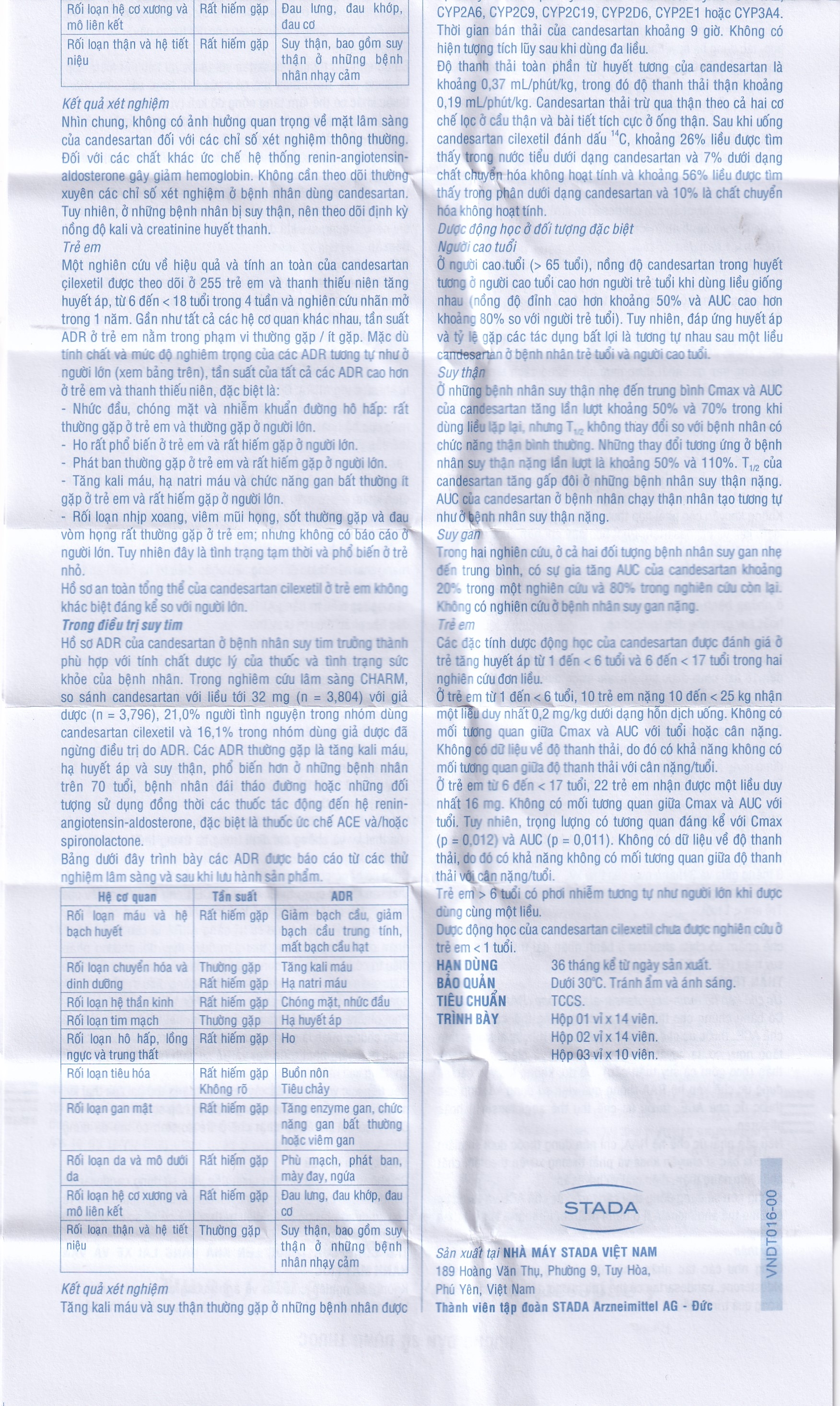 Hình ảnh Thuốc Candesartan Stada 16mg điều trị tăng huyết áp vô căn, suy tim (2 vỉ x 14 viên)