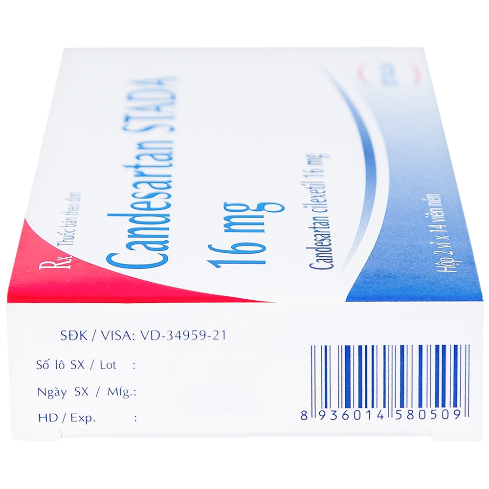 Hình ảnh Thuốc Candesartan Stada 16mg điều trị tăng huyết áp vô căn, suy tim (2 vỉ x 14 viên)