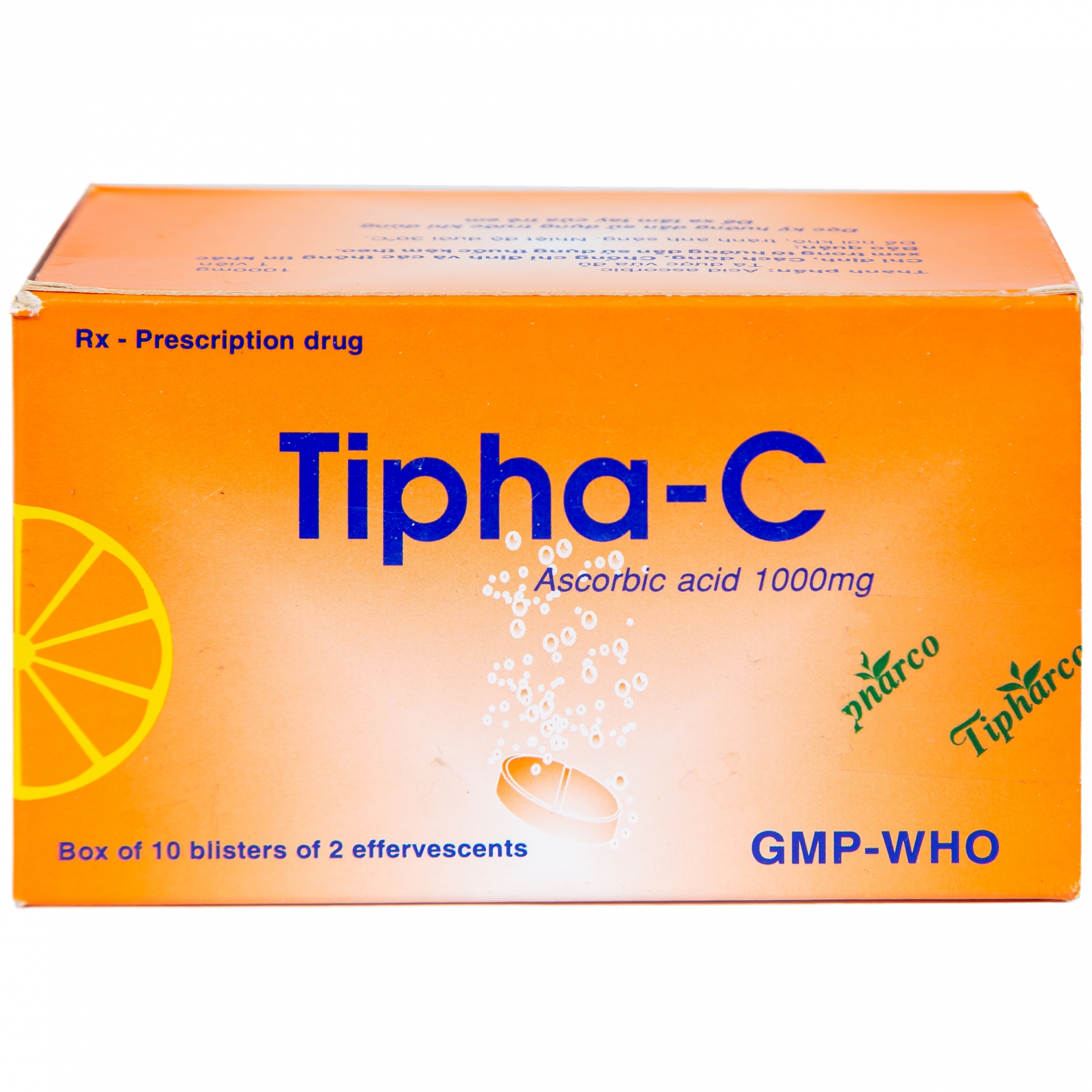 Hình ảnh Viên sủi Tipha-C 1000mg Tipharco điều trị thiếu vitamin C (10 vỉ x 2 viên)
