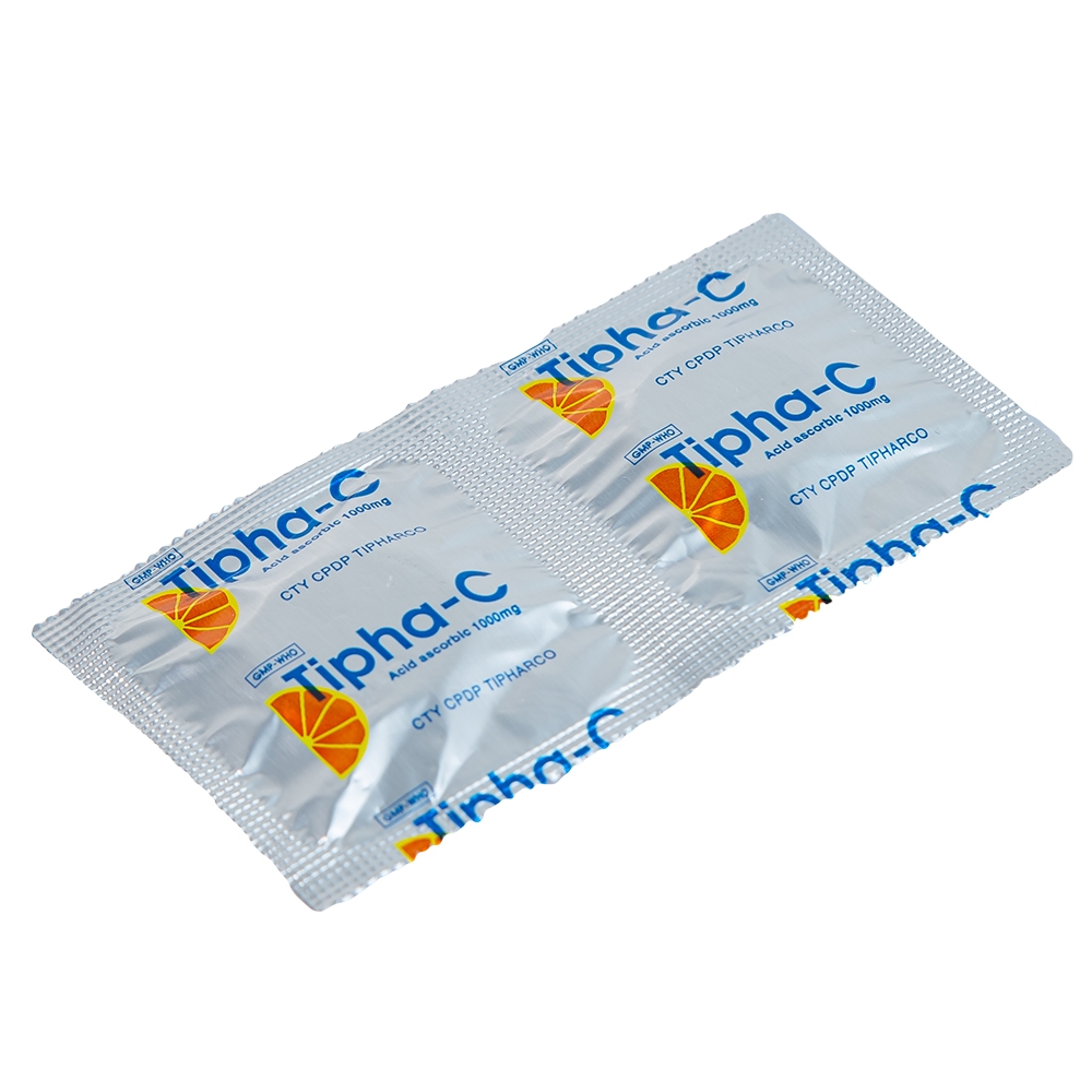 Hình ảnh Viên sủi Tipha-C 1000mg Tipharco điều trị thiếu vitamin C (10 vỉ x 2 viên)