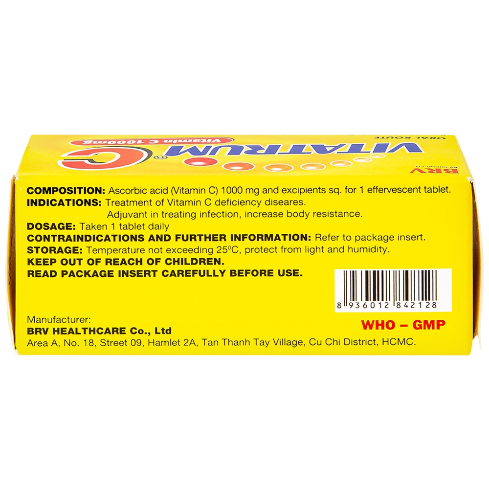 Hình ảnh Viên sủi Vitatrum C BRV điều trị các bệnh do thiếu vitamin C (10 viên)