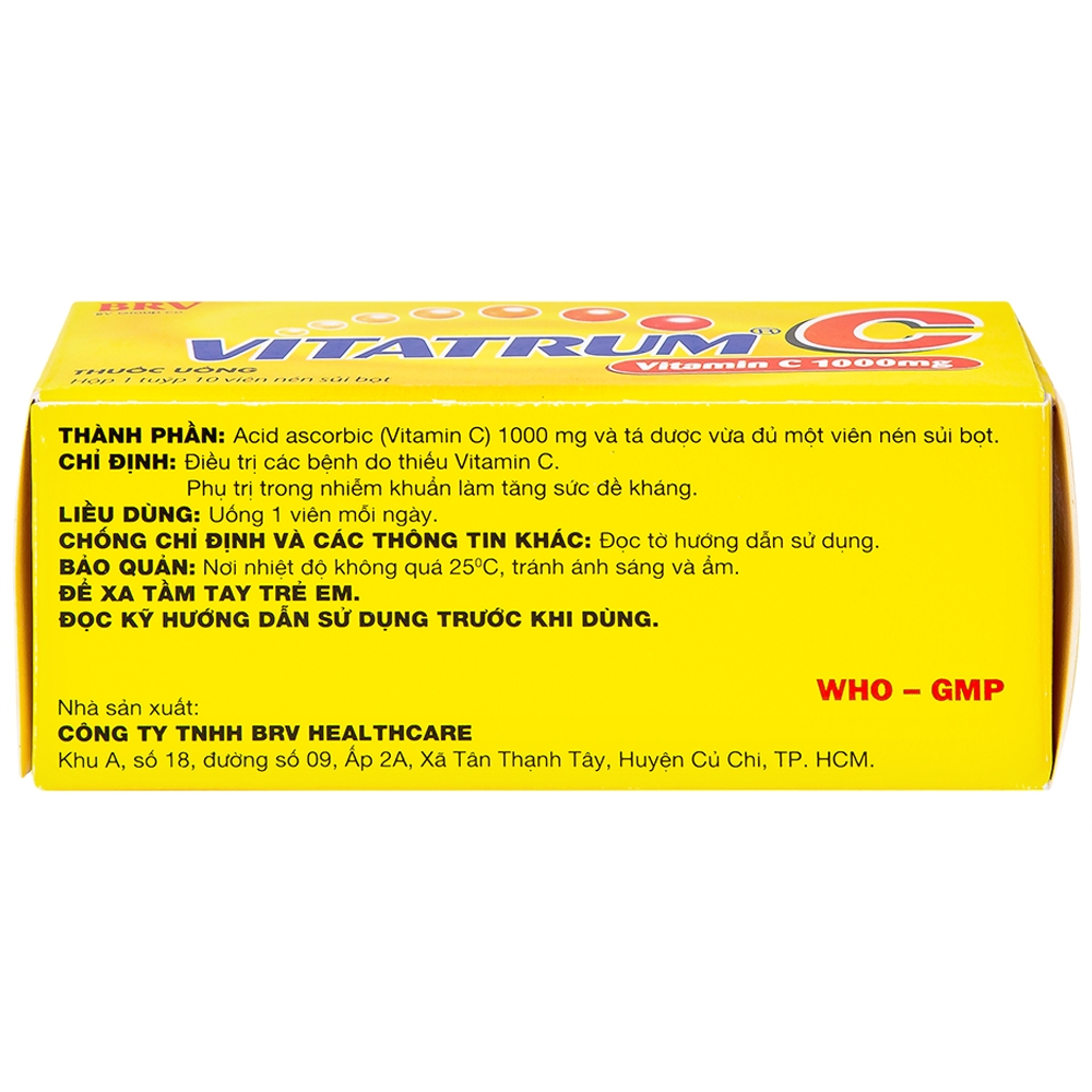 Hình ảnh Viên sủi Vitatrum C BRV điều trị các bệnh do thiếu vitamin C (10 viên)