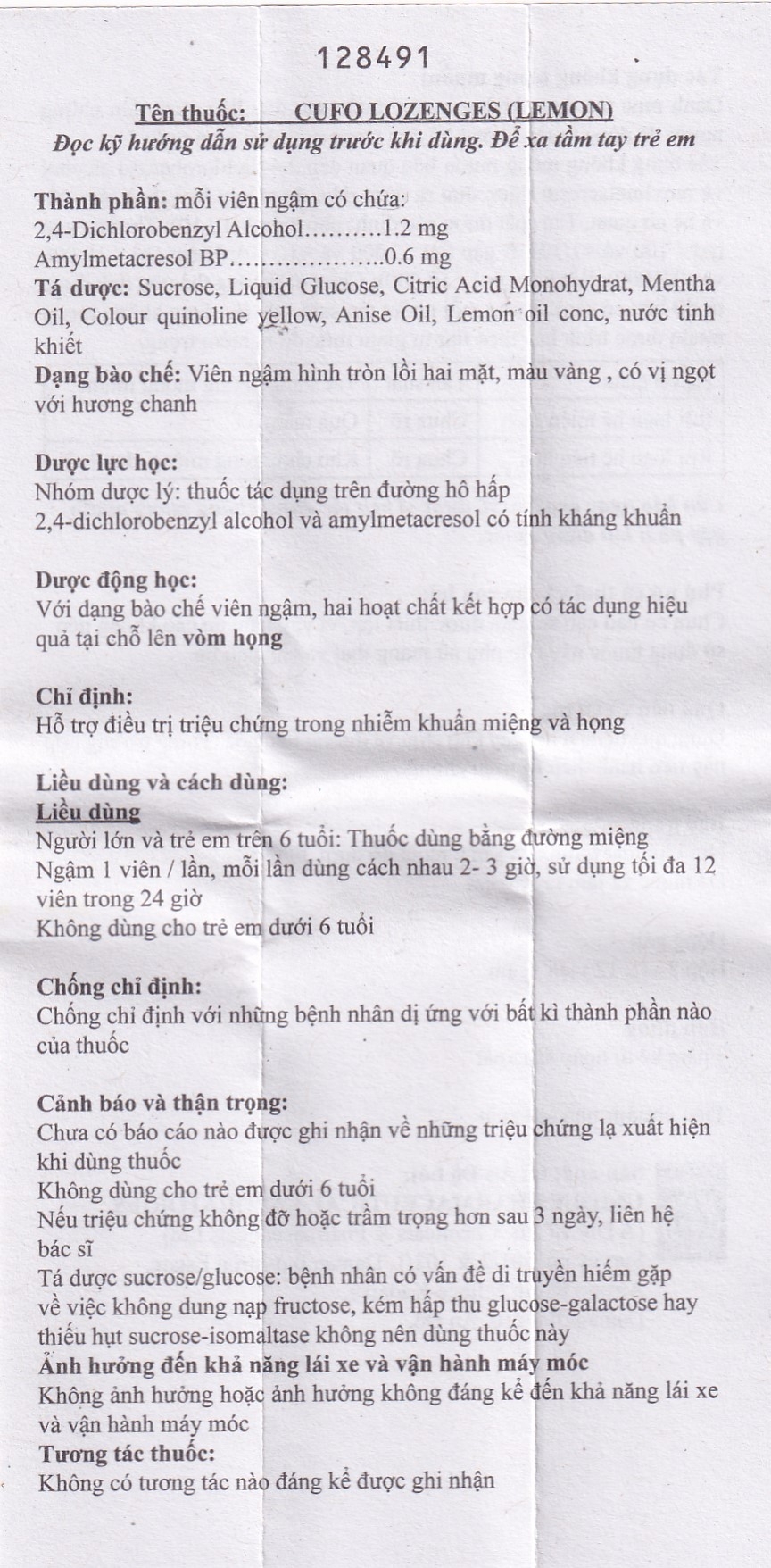 Hình ảnh Viên ngậm Cufo vị chanh hỗ trợ điều trị triệu chứng trong nhiễm khuẩn miệng và họng (2 vỉ x 12 viên)