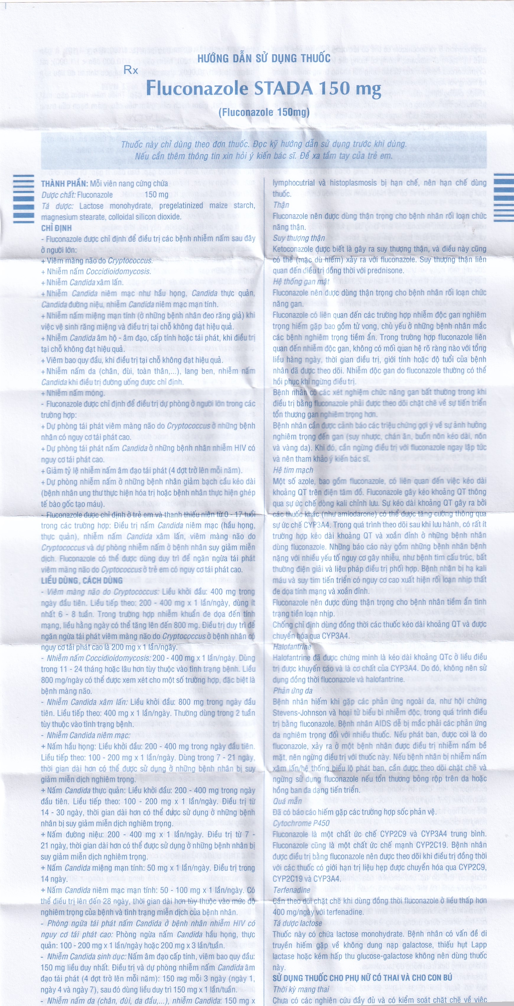 Hình ảnh Thuốc Fluconazole Stada 150mg điều trị nhiễm nấm (1 vỉ x 1 viên)