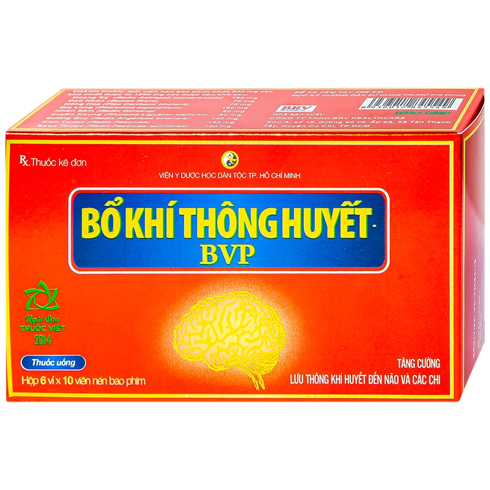 Hình ảnh Thuốc Bổ Khí Thông Huyết BVP tăng cường lưu thông khí huyết đến não và các chi (6 vỉ x 10 viên)
