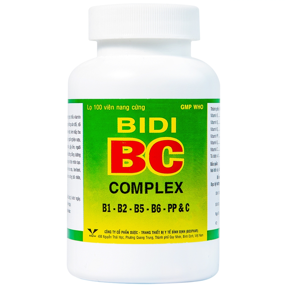 Hình ảnh Thuốc Bidi BC Complex 300mg Bidiphar điều trị, phòng ngừa thiếu vitamin nhóm B và C (100 viên)  