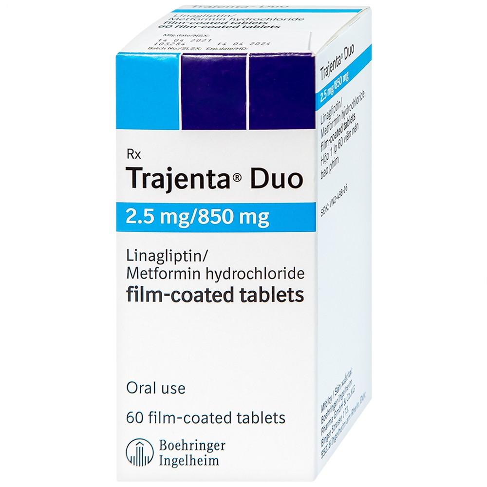 Hình ảnh Thuốc Trajenta Duo 2.5mg/850mg Boehringer Ingelheim kiểm soát đường huyết ở bệnh đái tháo đường típ 2 (60 viên)