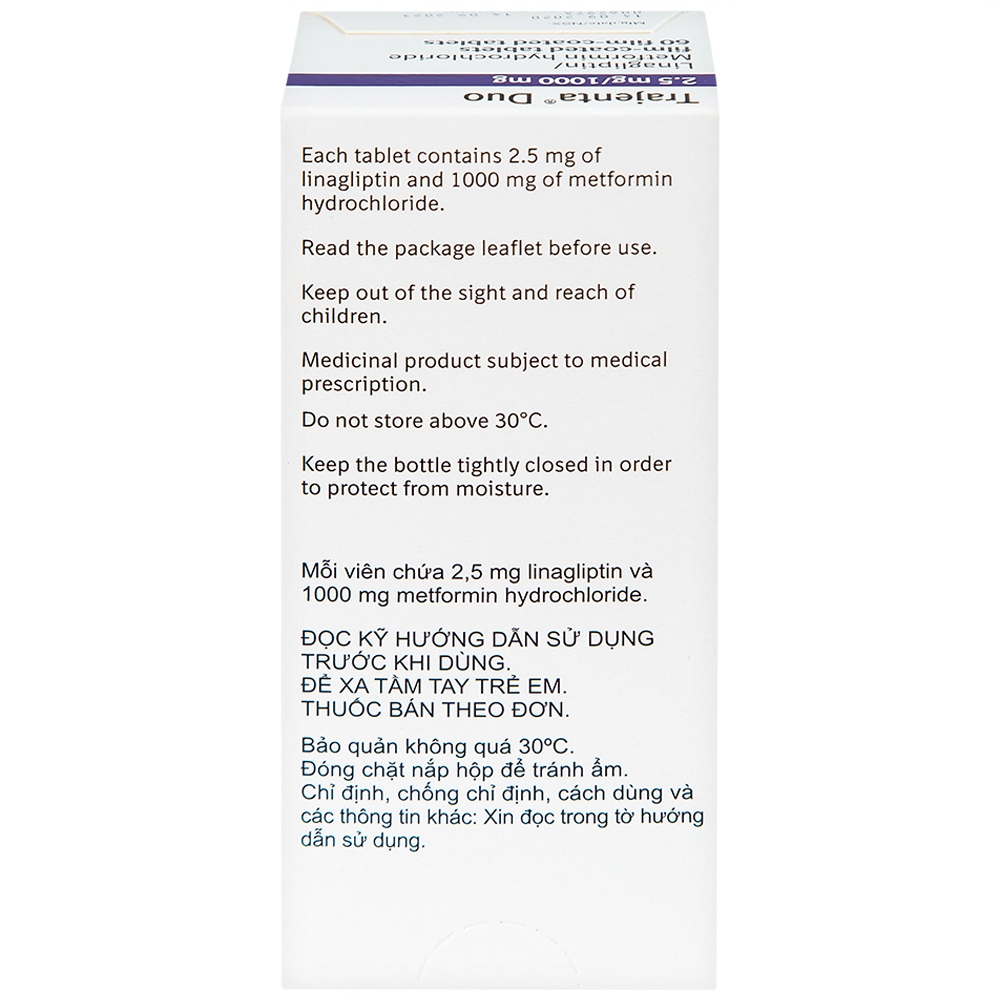 Hình ảnh Thuốc Trajenta Duo 2.5mg/1000mg Boehringer điều trị đái tháo đường típ 2 (60 viên)