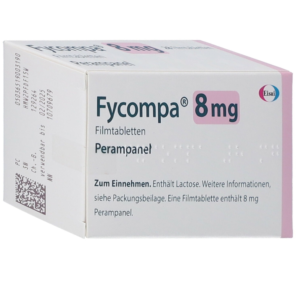 Hình ảnh Thuốc Fycompa 8mg Eisai điều trị bổ trợ cơn động kinh khởi phát cục bộ (2 vỉ x 14 viên)