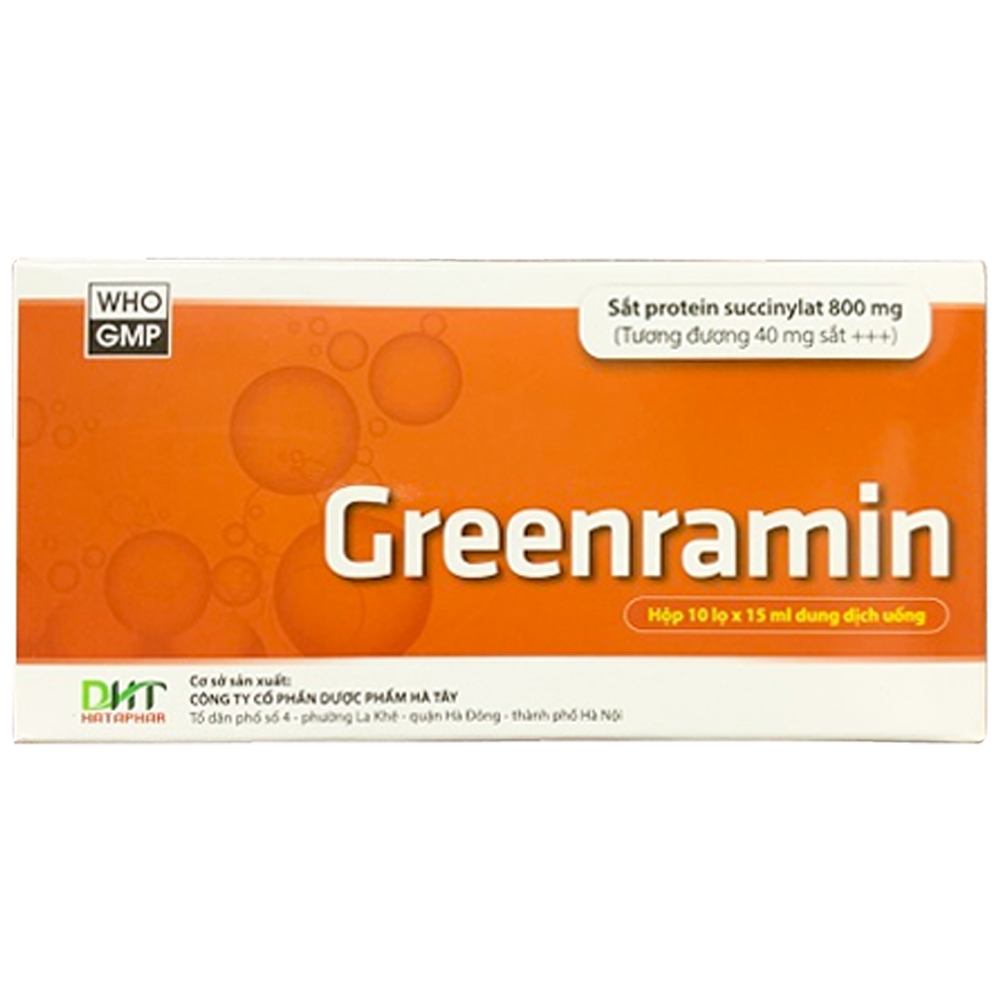 Hình ảnh Thuốc Greenramin Hà Tây điều trị tình trạng thiếu hụt sắt, thiếu máu do thiếu sắt (10 lọ x 15ml)