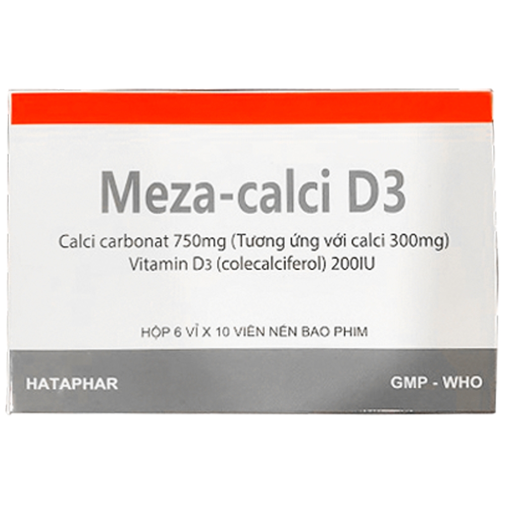 Hình ảnh Thuốc Meza-calci D3 Hataphar sử dụng để bổ sung calci và vitamin D cho người lớn tuổi (6 vỉ x 10 viên)