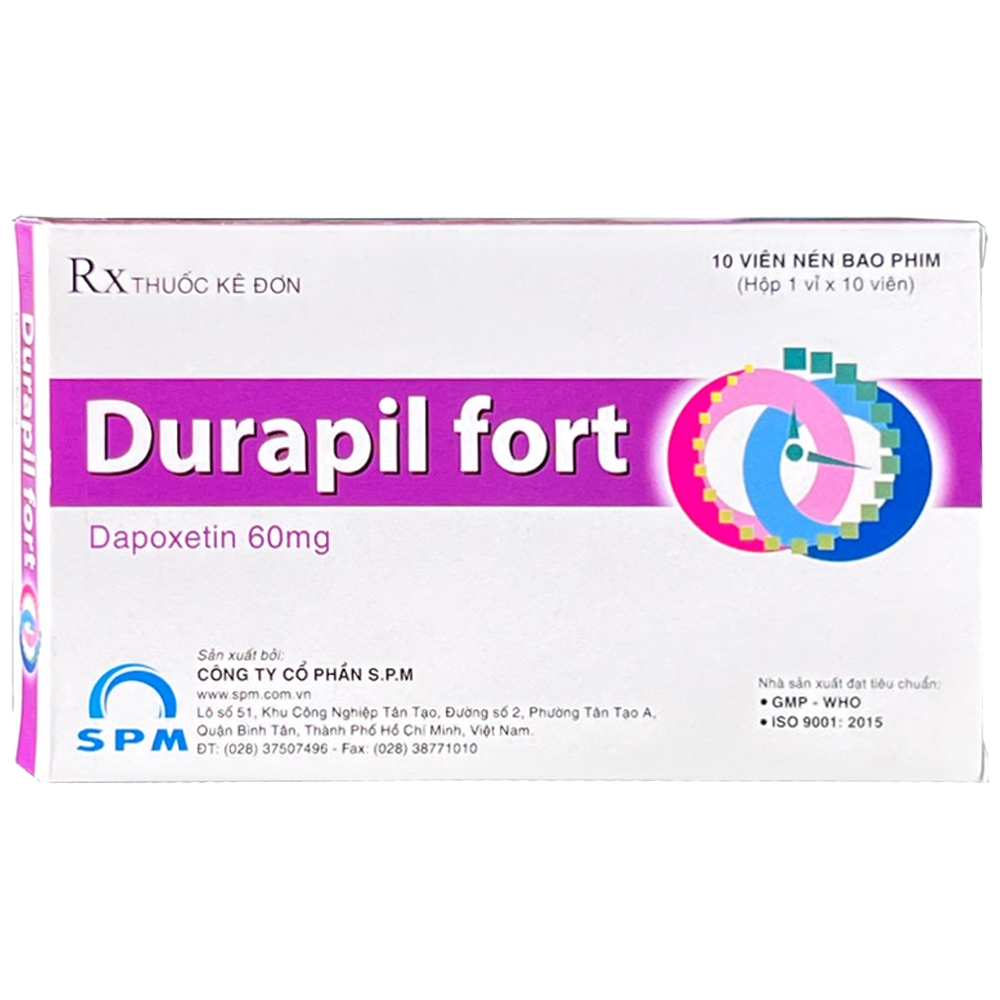 Hình ảnh Thuốc Durapil Fort S.P.M dùng trong các trường hợp xuất tinh sớm ở nam giới (1 vỉ x 10 viên)