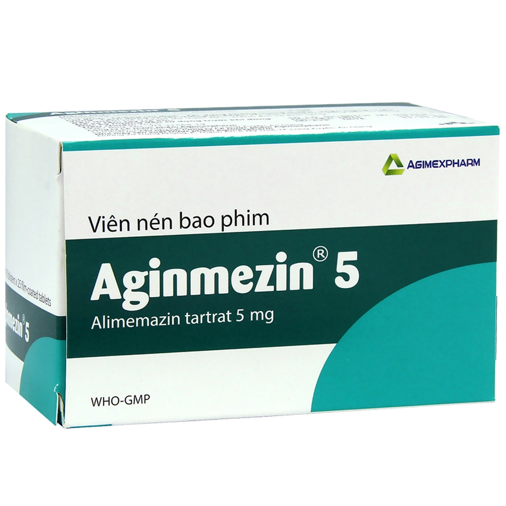 Hình ảnh Thuốc Aginmezin 5 Agimexpharm điều trị dị ứng hô hấp, viêm mũi, hắt hơi, sổ mũi (10 vỉ x 25 viên)