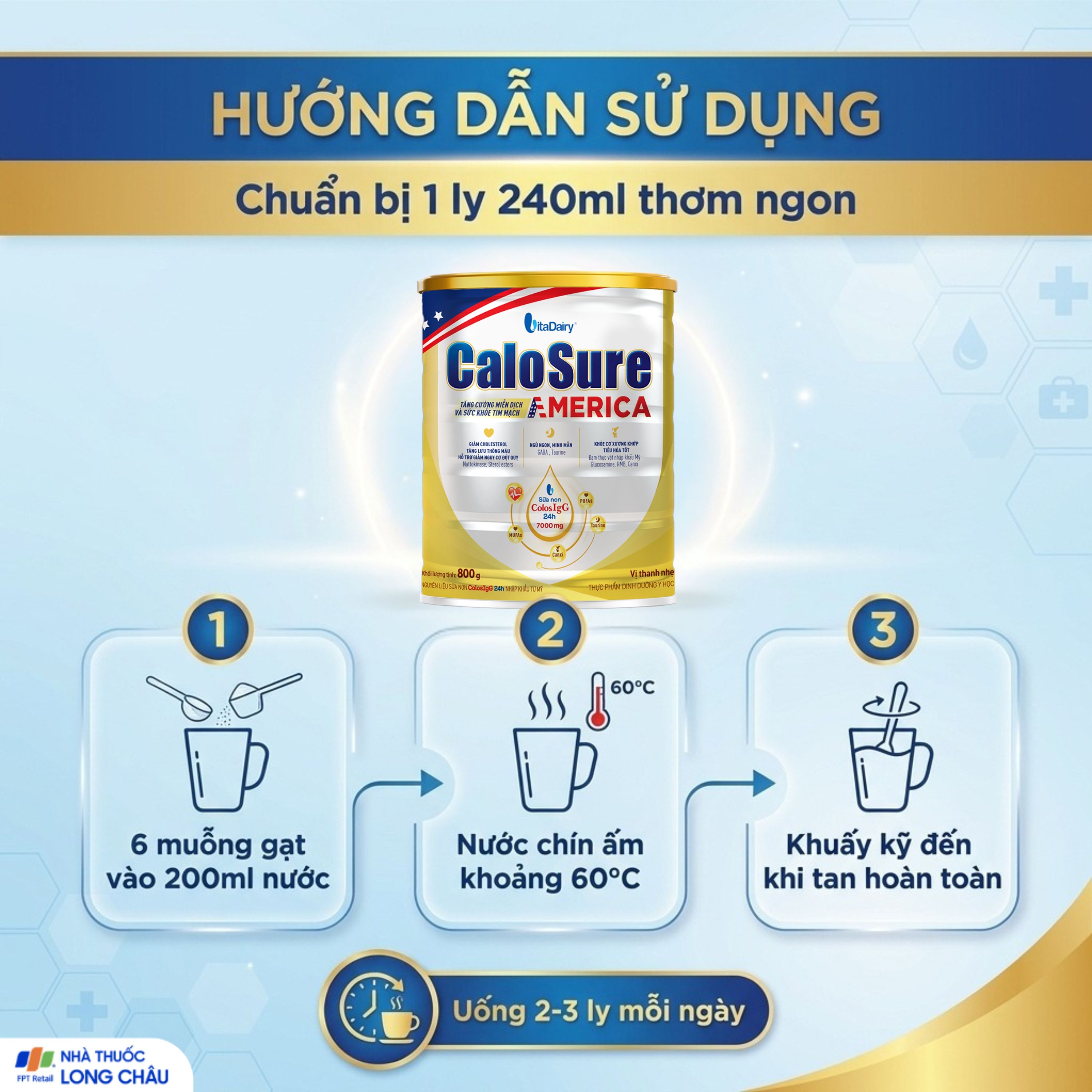Hình ảnh Sữa hỗ trợ tăng cường miễn dịch và sức khoẻ tim mạch Vitadairy CaloSure America 800G