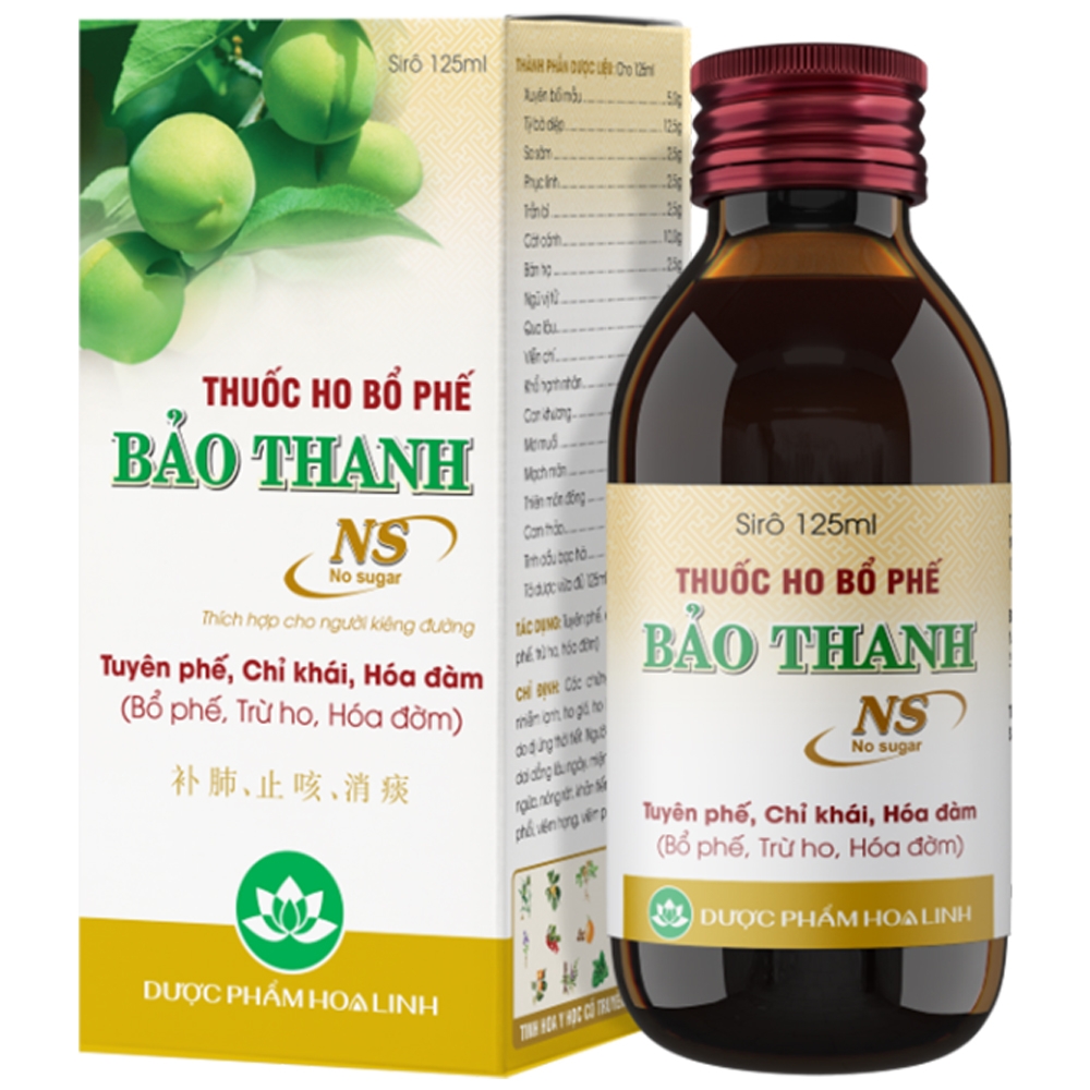 Hình ảnh Thuốc ho bổ phế Bảo Thanh Hoa Linh không đường hỗ trợ điều trị viêm phổi, viêm họng, viêm phế quản (125ml)