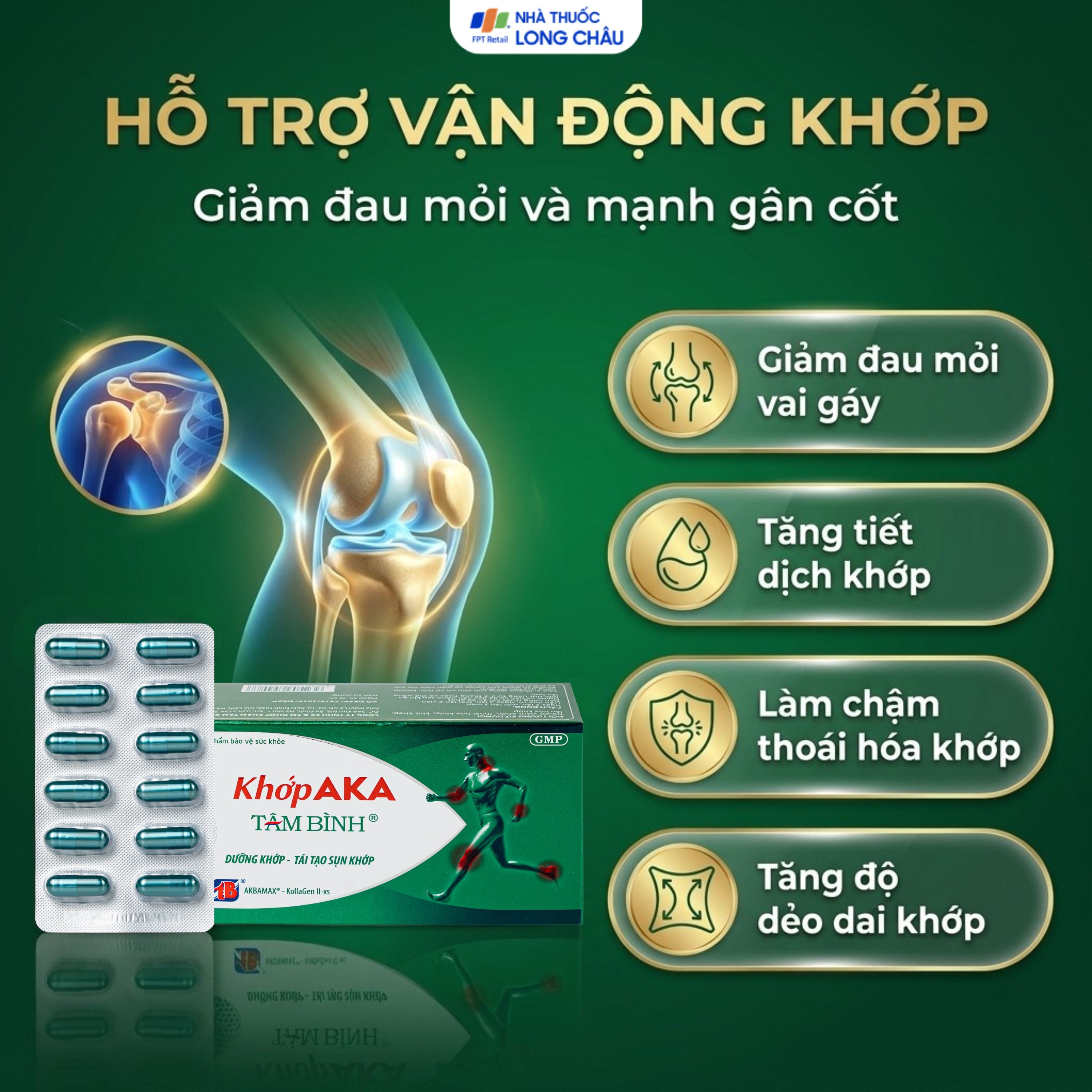 Hình ảnh Viên uống dưỡng khớp, tái tạo sụn khớp AKA Tâm Bình (5 vỉ x 12 viên)