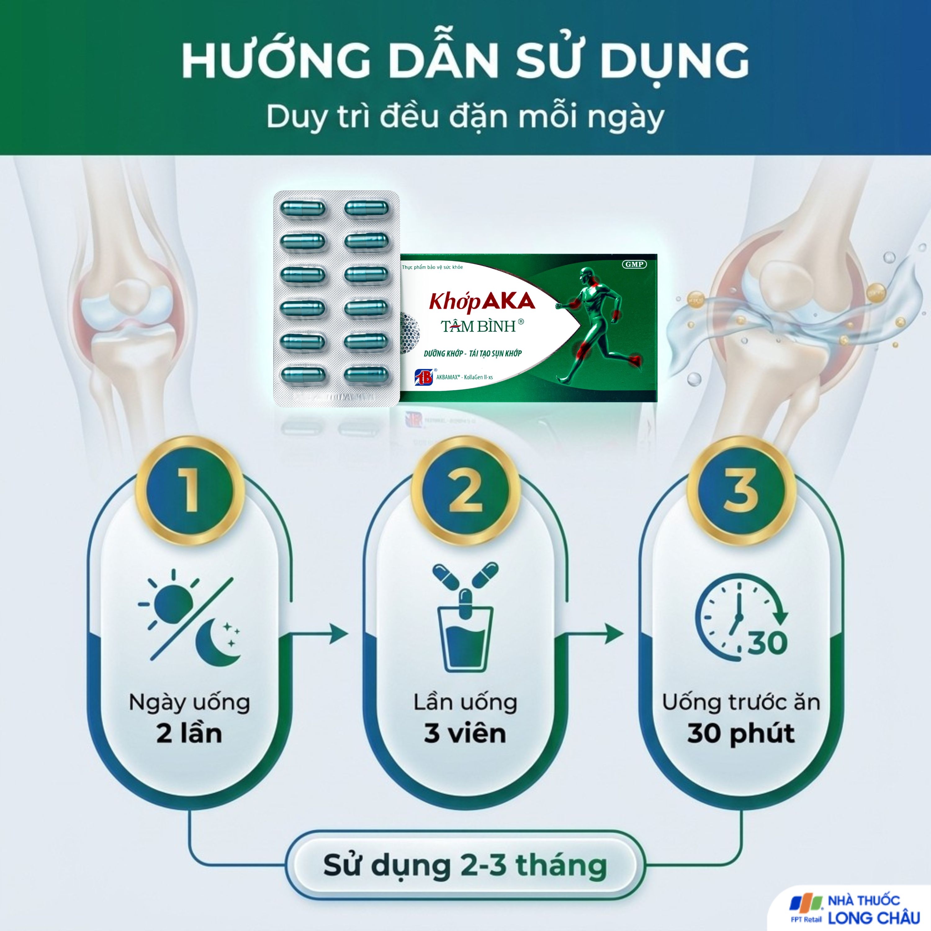 Hình ảnh Viên uống dưỡng khớp, tái tạo sụn khớp AKA Tâm Bình (5 vỉ x 12 viên)