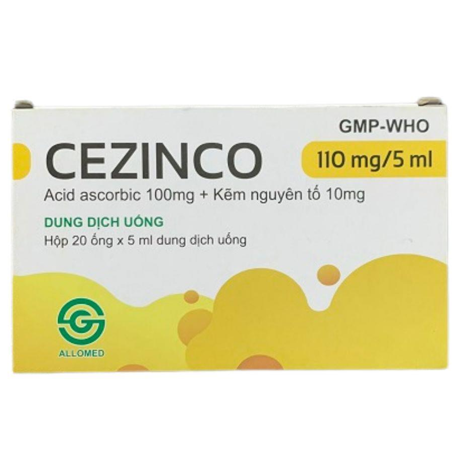 Hình ảnh Dung dịch uống Cezinco 110mg/5ml Allomed phòng ngừa và điều trị thiếu vitamin C (20 ống)