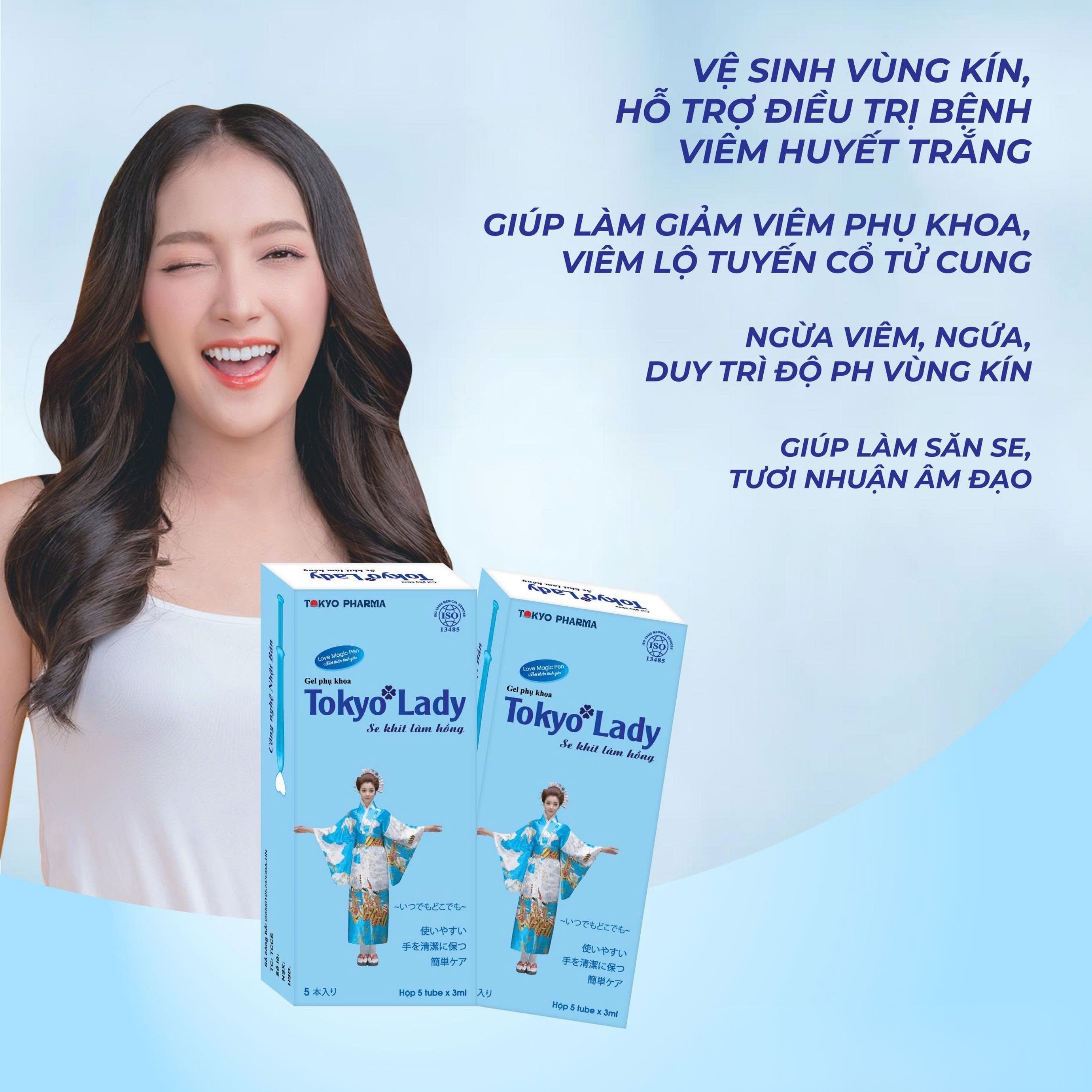 Hình ảnh Bút phụ khoa Tokyo Lady (5 tuýp x 3ml) hỗ trợ điều trị viêm ngứa, huyết trắng, se khít làm hồng âm đạo