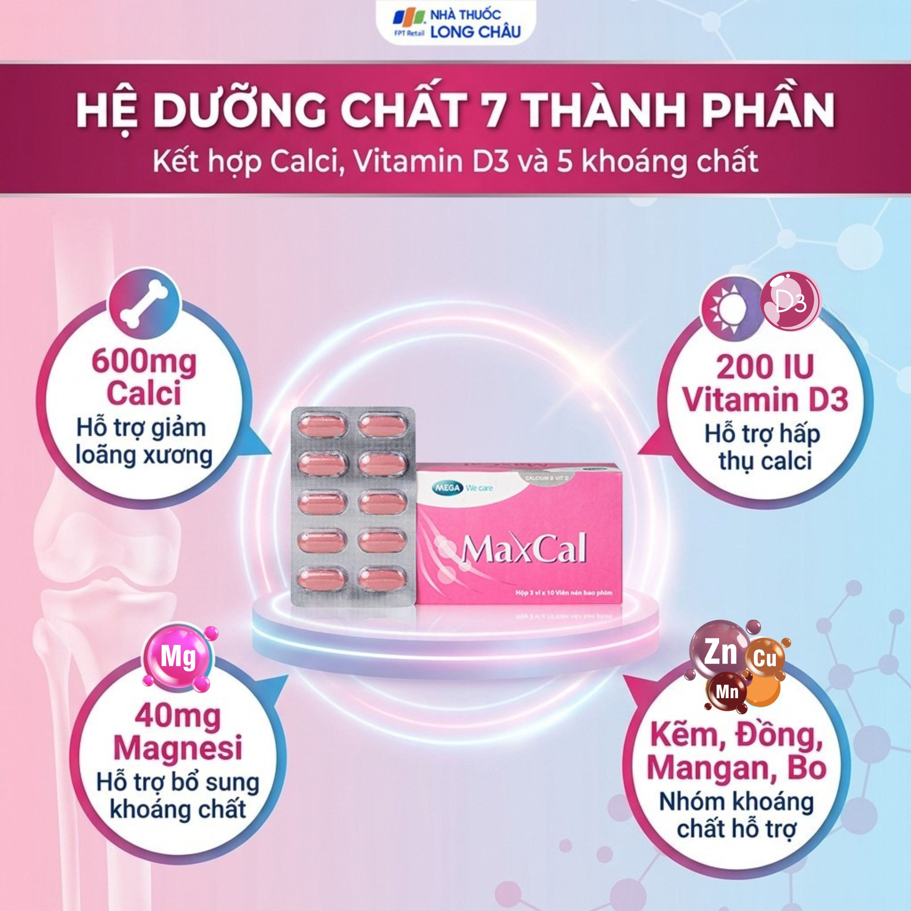 Hình ảnh Viên uống hỗ trợ giảm nguy cơ loãng xương Maxcal Mega (3 vỉ x 10 viên)
