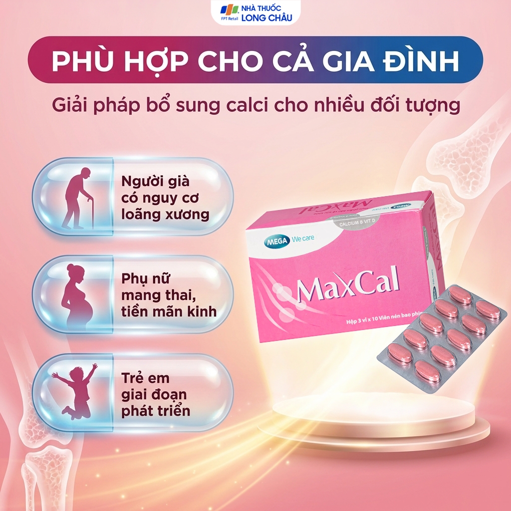 Hình ảnh Viên uống hỗ trợ giảm nguy cơ loãng xương Maxcal Mega (3 vỉ x 10 viên)