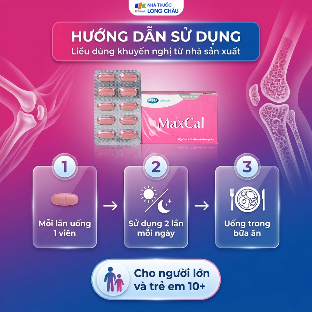 Hình ảnh Viên uống hỗ trợ giảm nguy cơ loãng xương Maxcal Mega (3 vỉ x 10 viên)
