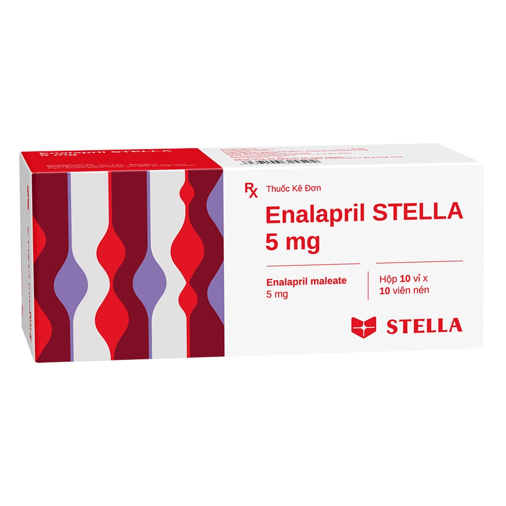 Hình ảnh Thuốc Enalapril 5mg Stella Pharm kiểm soát tăng huyết áp từ nhẹ đến nặng (10 vỉ x 10 viên)