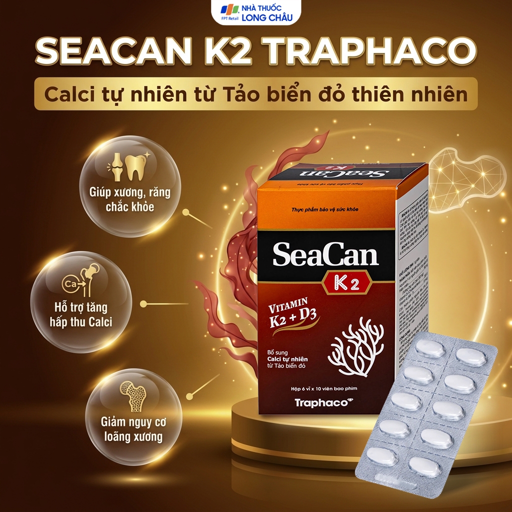 Hình ảnh Viên uống giúp xương, răng chắc khỏe Seacan K2 Traphaco (6 vỉ x 10 viên)