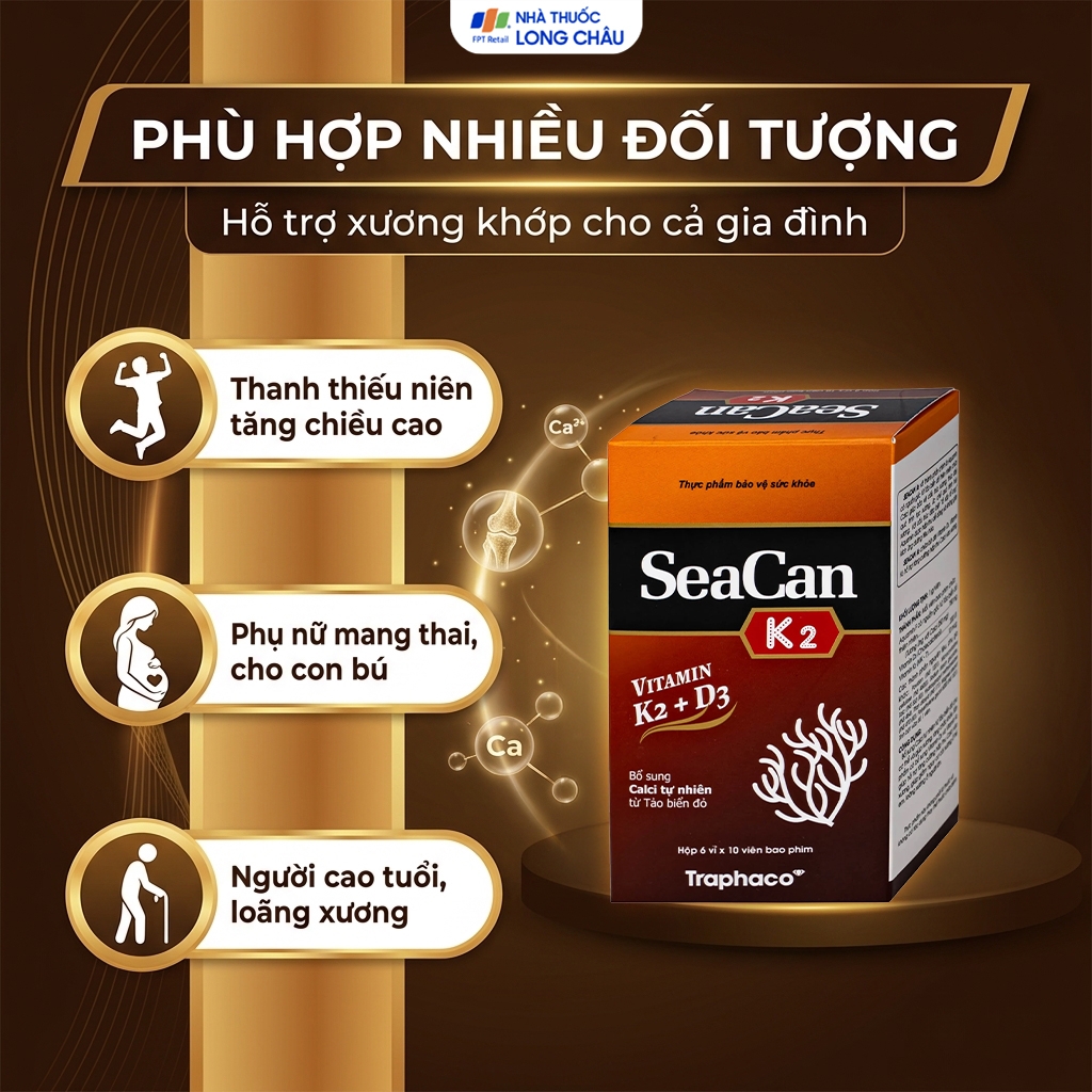 Hình ảnh Viên uống giúp xương, răng chắc khỏe Seacan K2 Traphaco (6 vỉ x 10 viên)