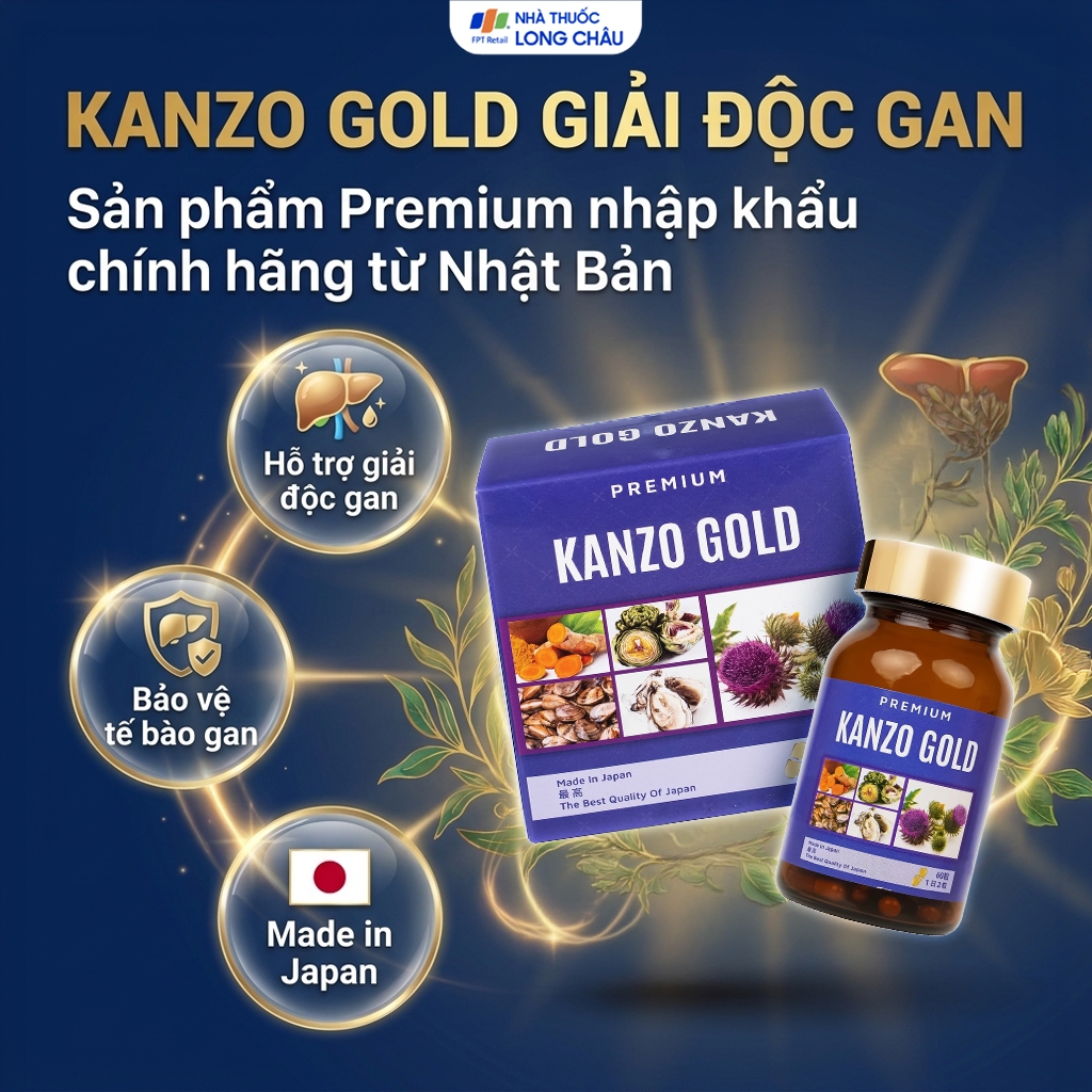 Hình ảnh Viên uống bổ gan hỗ trợ tăng cường chức năng gan Kanzo Gold (60 viên)