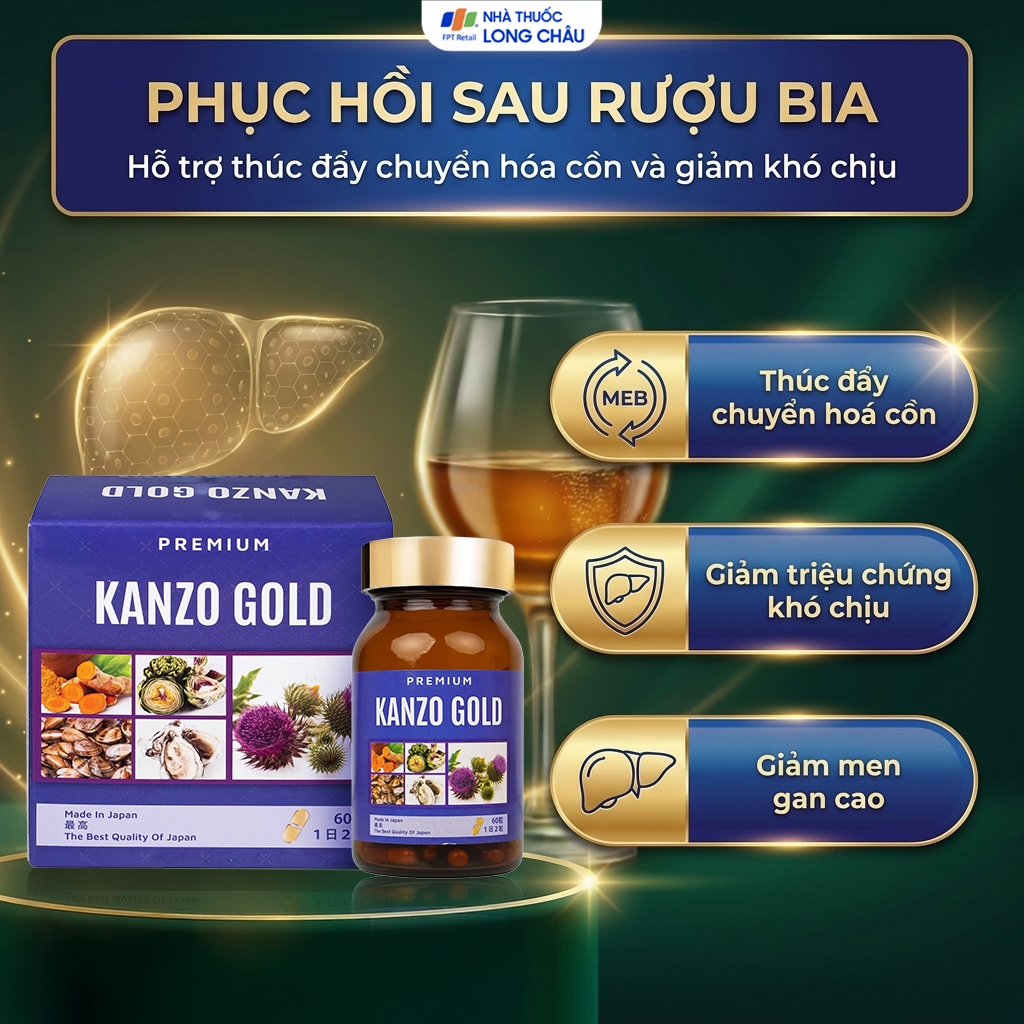 Hình ảnh Viên uống bổ gan hỗ trợ tăng cường chức năng gan Kanzo Gold (60 viên)