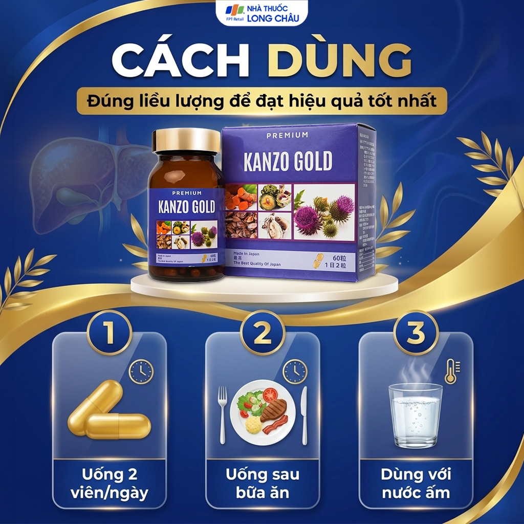 Hình ảnh Viên uống bổ gan hỗ trợ tăng cường chức năng gan Kanzo Gold (60 viên)
