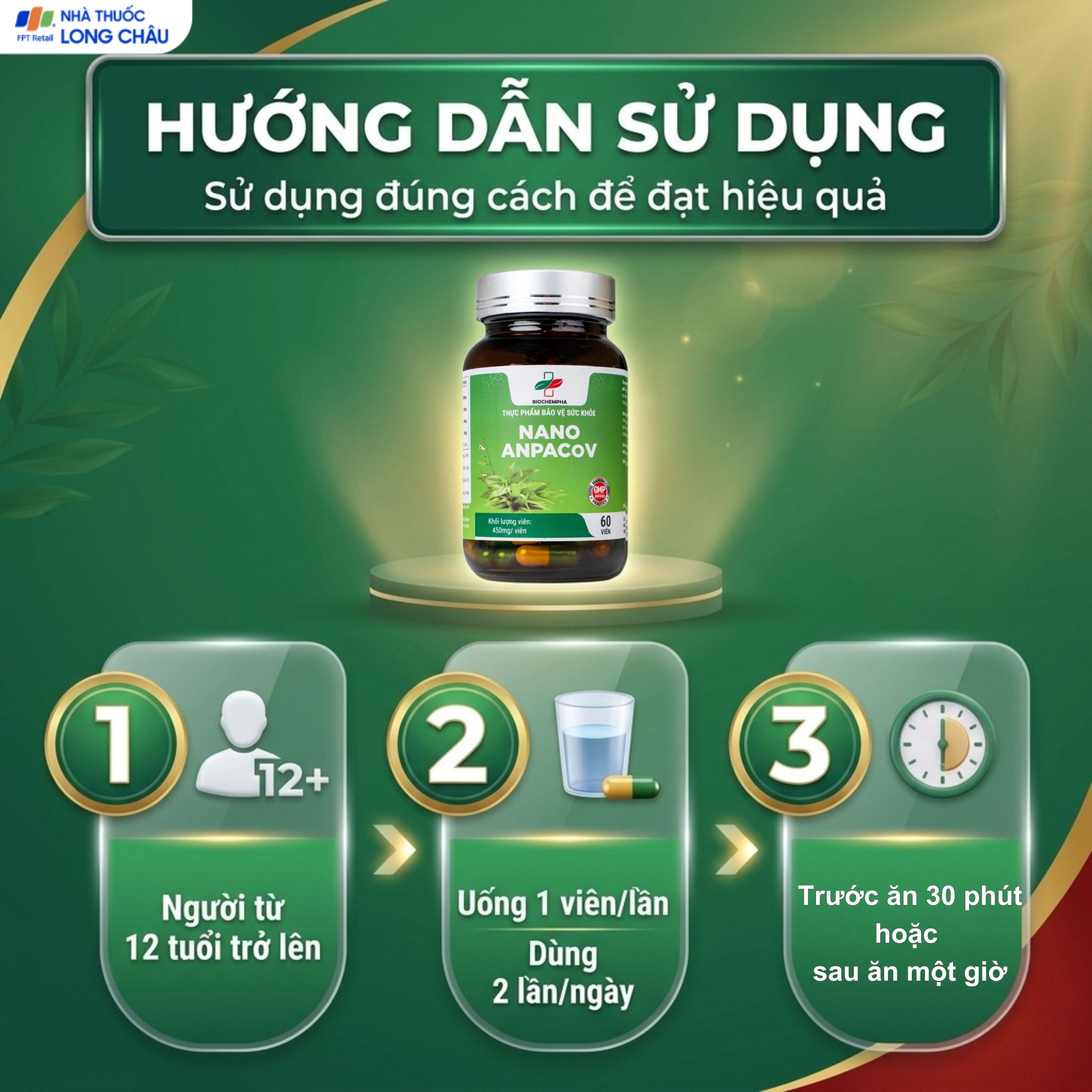 Hình ảnh Viên uống giảm ho, giảm đờm, đau rát họng, viêm phế quản Nano Anpacov Biochempha (60 viên)
