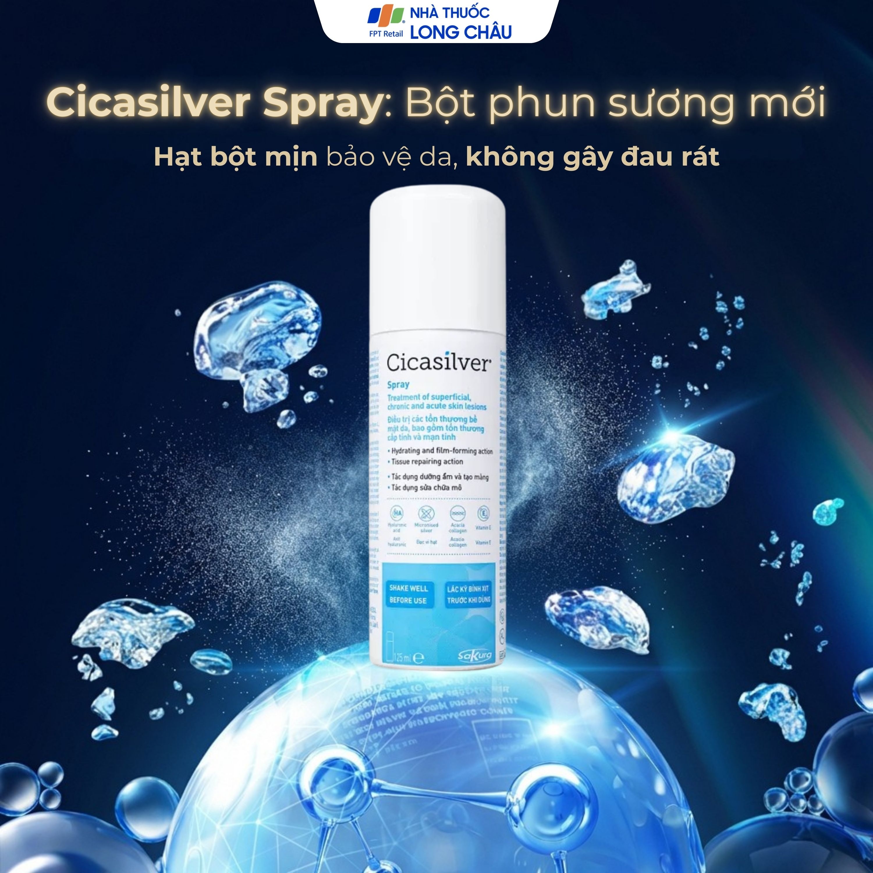 Hình ảnh Xịt phủ vết thương, vết bỏng Cicasilver Spray 125ml giúp bảo vệ làm lành vết thương