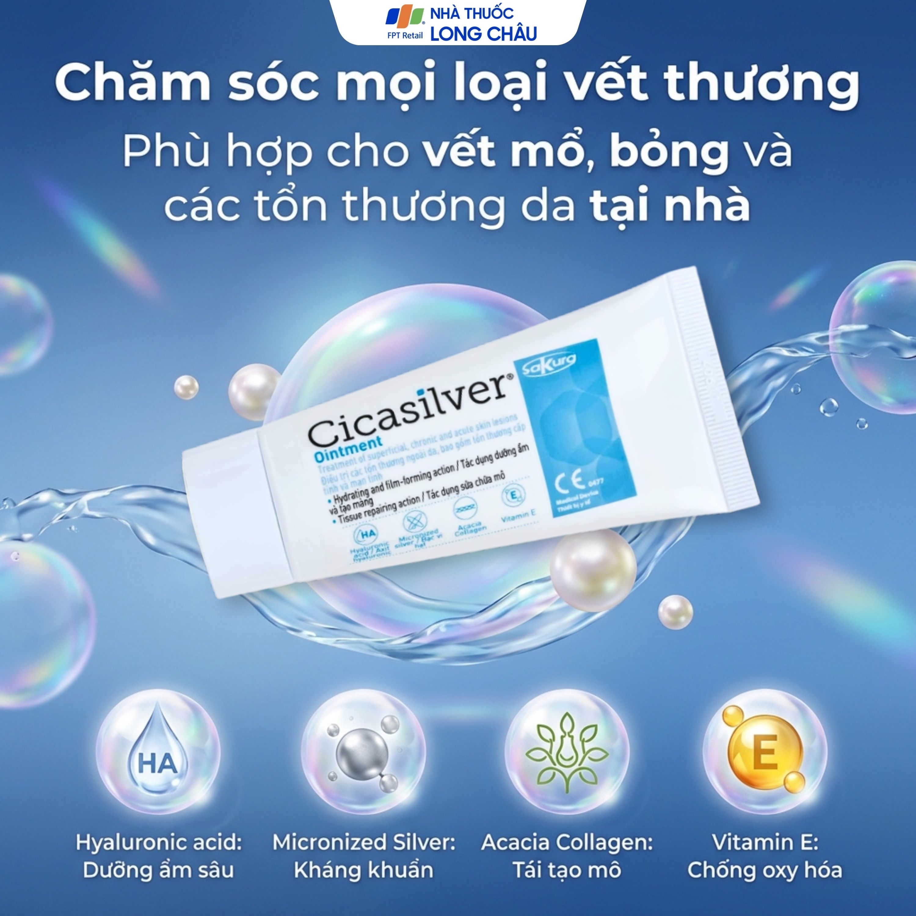 Hình ảnh Kem bôi vết thương Cicasilver Ointment 50ml hỗ trợ điều trị các vết thương hở cấp và mãn tính
