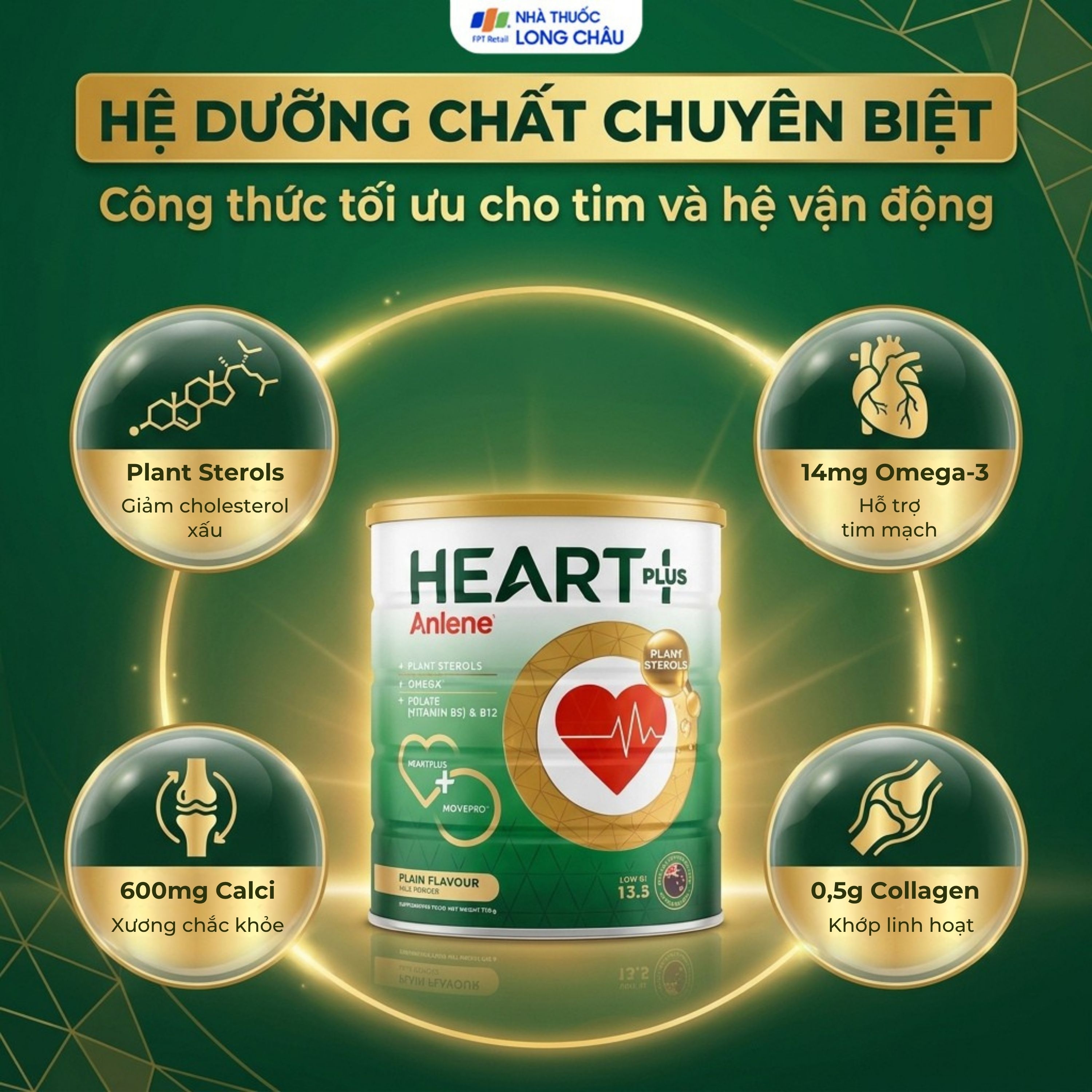 Hình ảnh Sữa bổ sung hệ dưỡng chất dành cho sức khỏe tim mạch Anlene Heart Plus (750g)