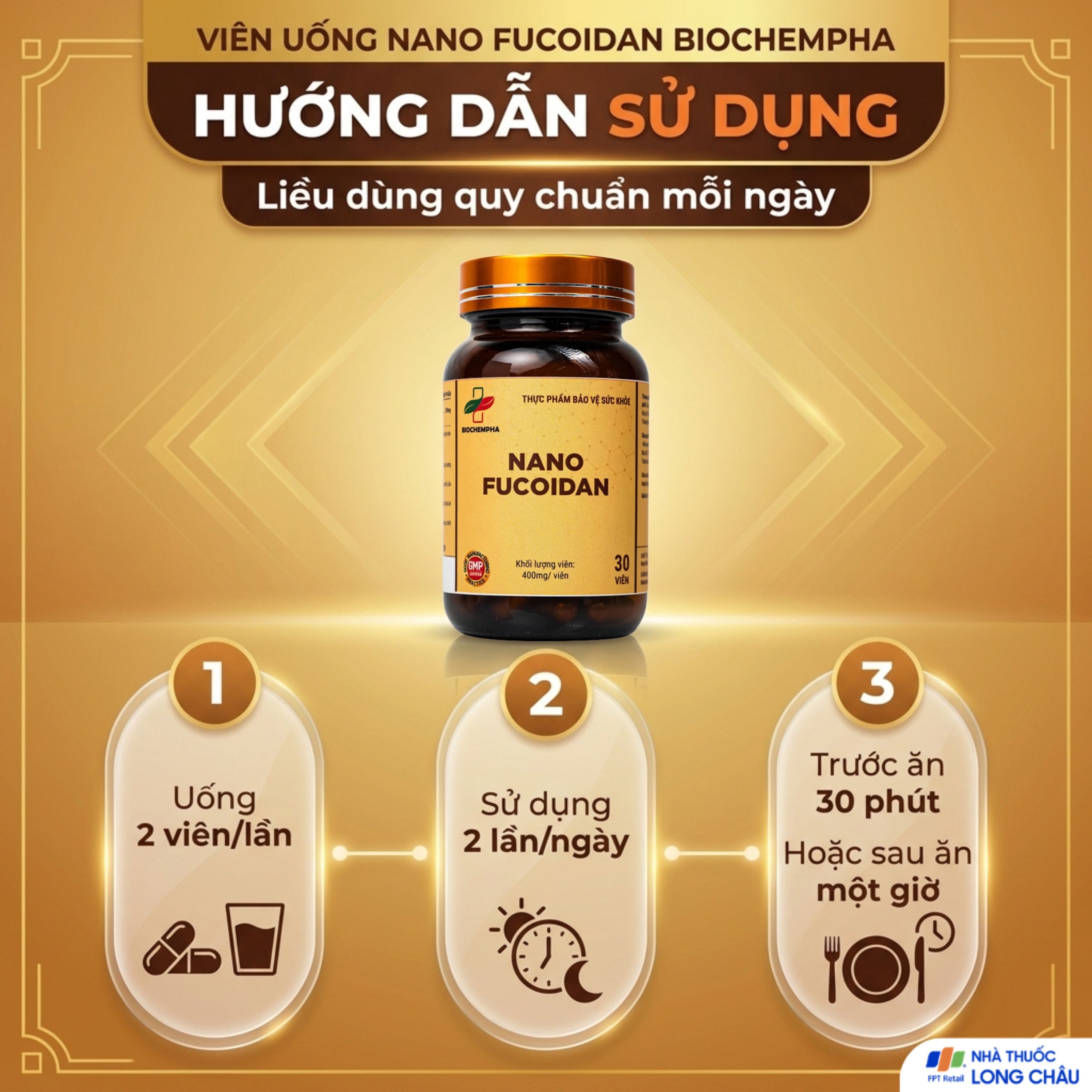 Hình ảnh Viên uống hỗ trợ chống oxy hóa, hạn chế gốc tự do, tăng cường sức khỏe Nano Fucoidan Biochempha 30v