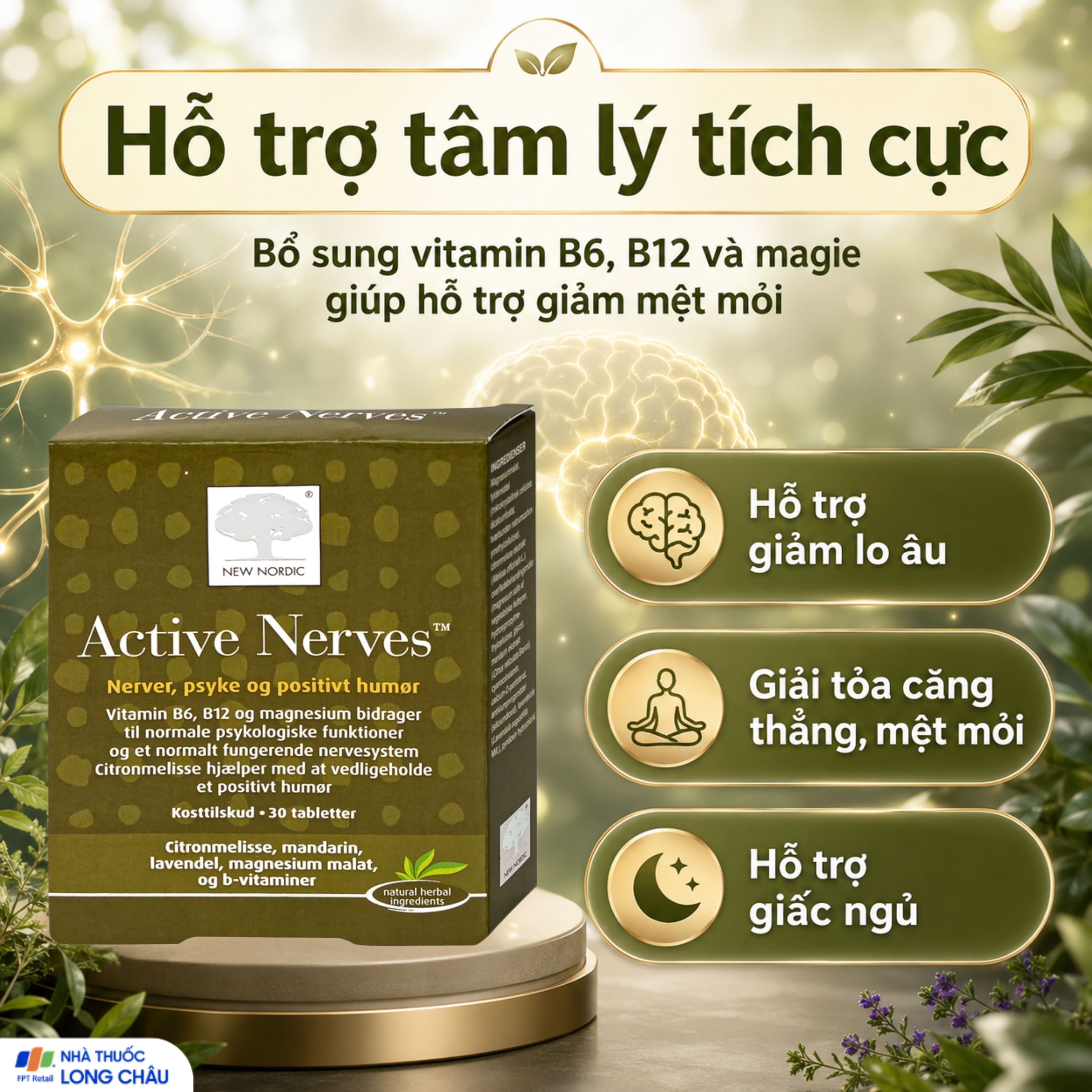 Hình ảnh Viên uống hỗ trợ giảm mệt mỏi New Nordic Active Nerves New Nordic (30 viên)