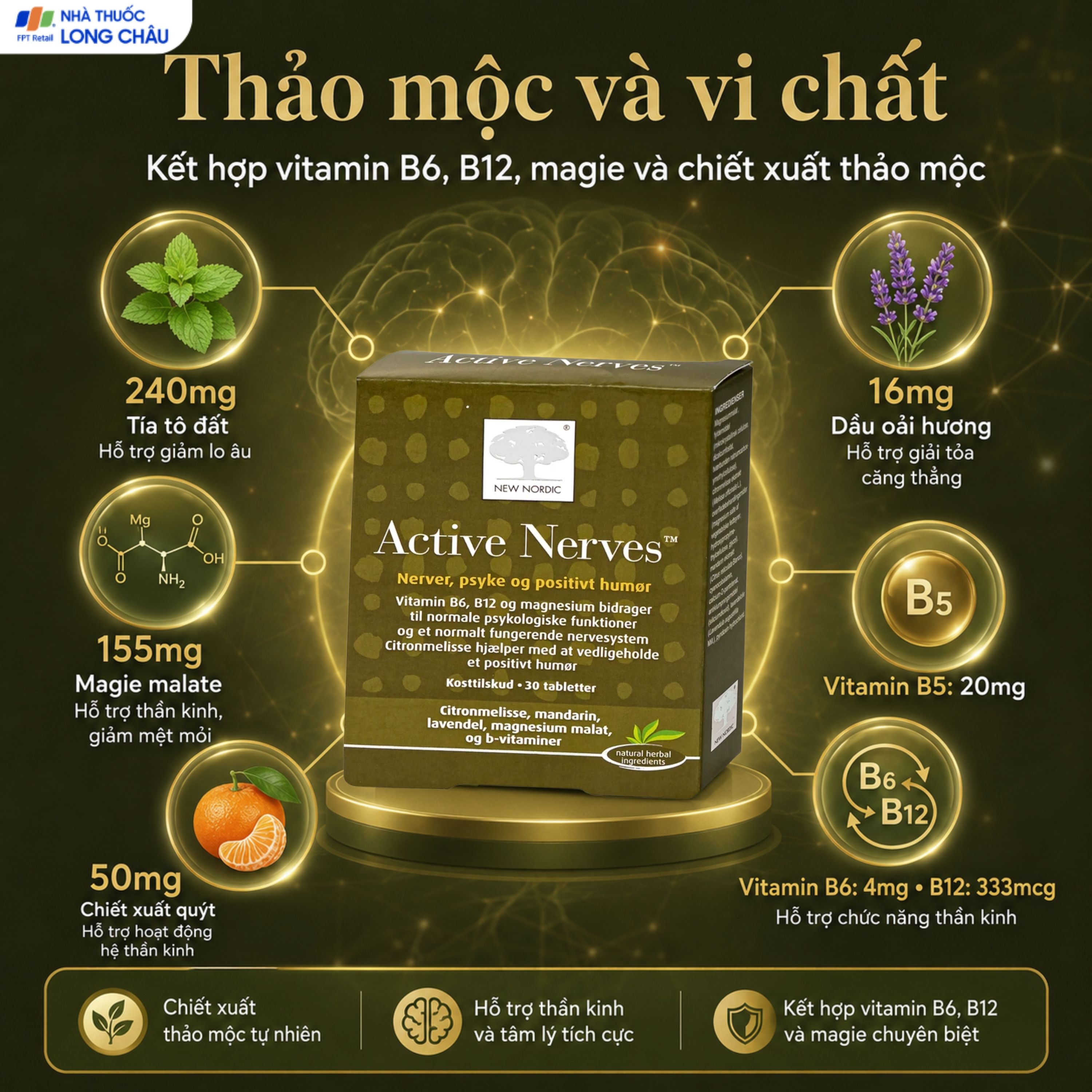 Hình ảnh Viên uống hỗ trợ giảm mệt mỏi New Nordic Active Nerves New Nordic (30 viên)