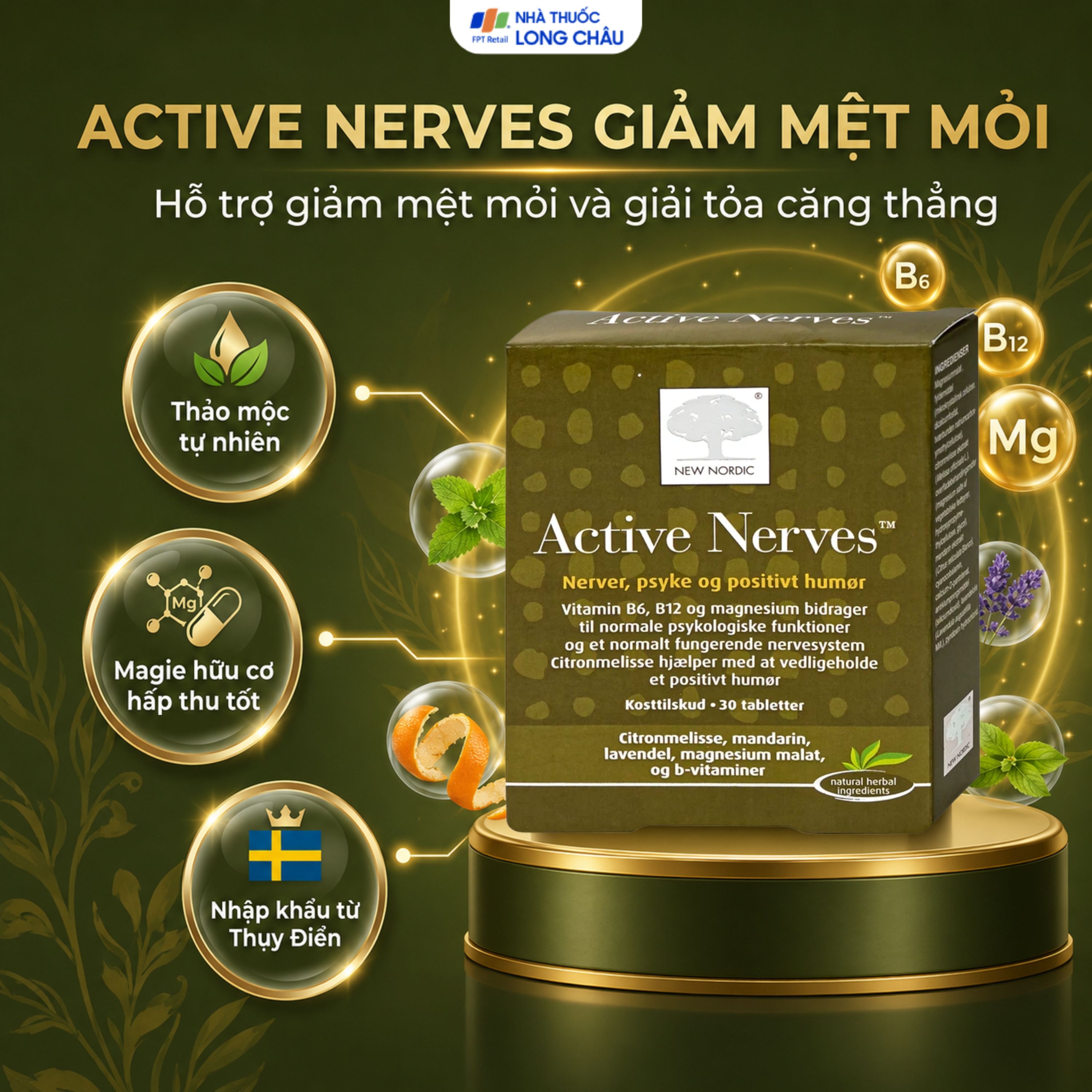 Hình ảnh Viên uống hỗ trợ giảm mệt mỏi New Nordic Active Nerves New Nordic (30 viên)