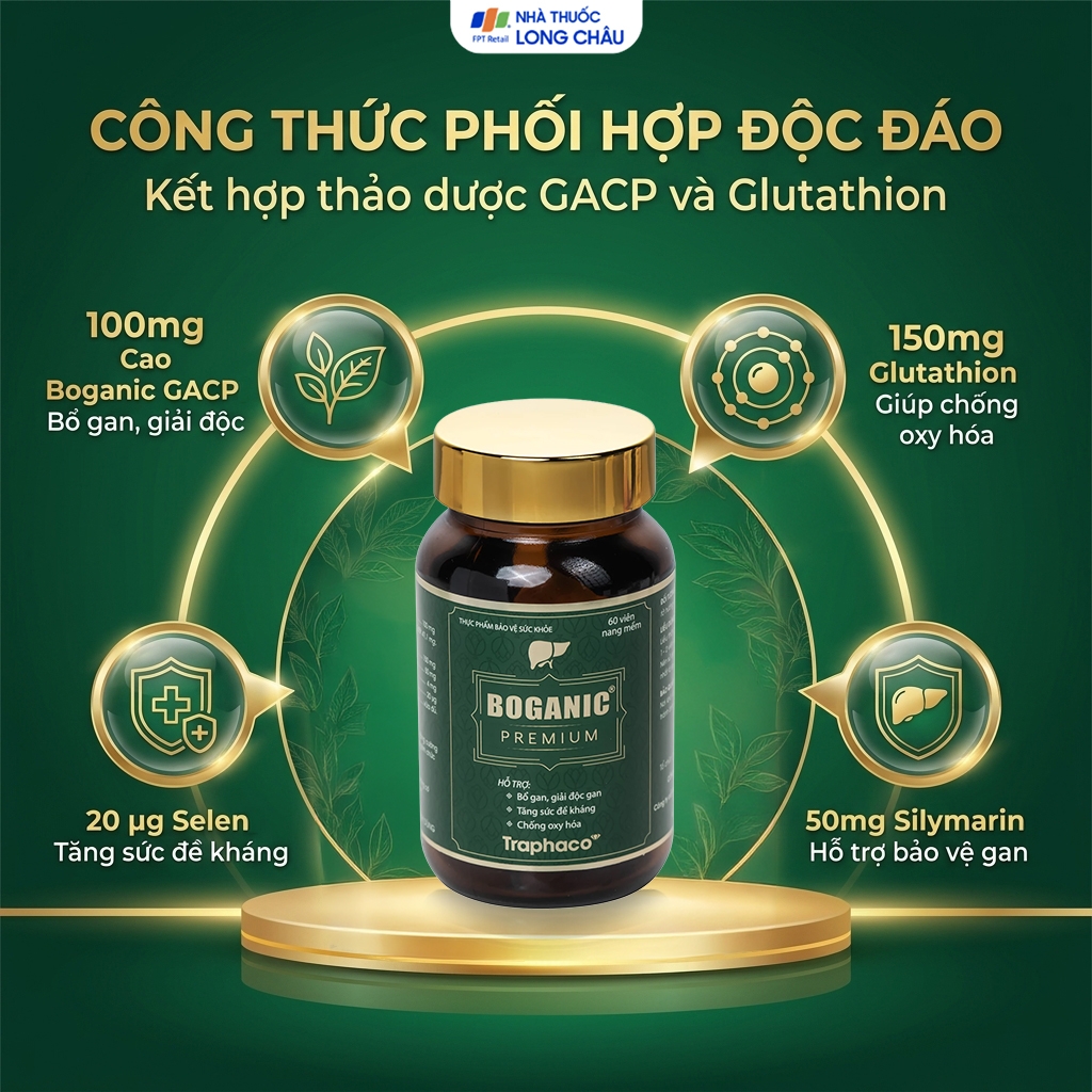 Hình ảnh Viên uống hỗ trợ bổ gan, giải độc gan, bảo vệ tế bào gan, tăng cường chức năng gan Boganic Premium Traphaco (60 viên)