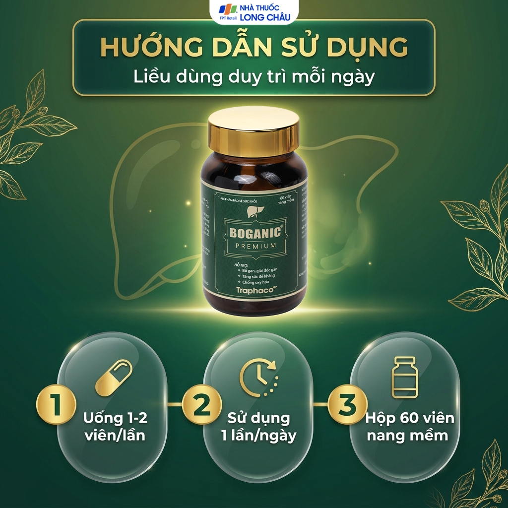 Hình ảnh Viên uống hỗ trợ bổ gan, giải độc gan, bảo vệ tế bào gan, tăng cường chức năng gan Boganic Premium Traphaco (60 viên)