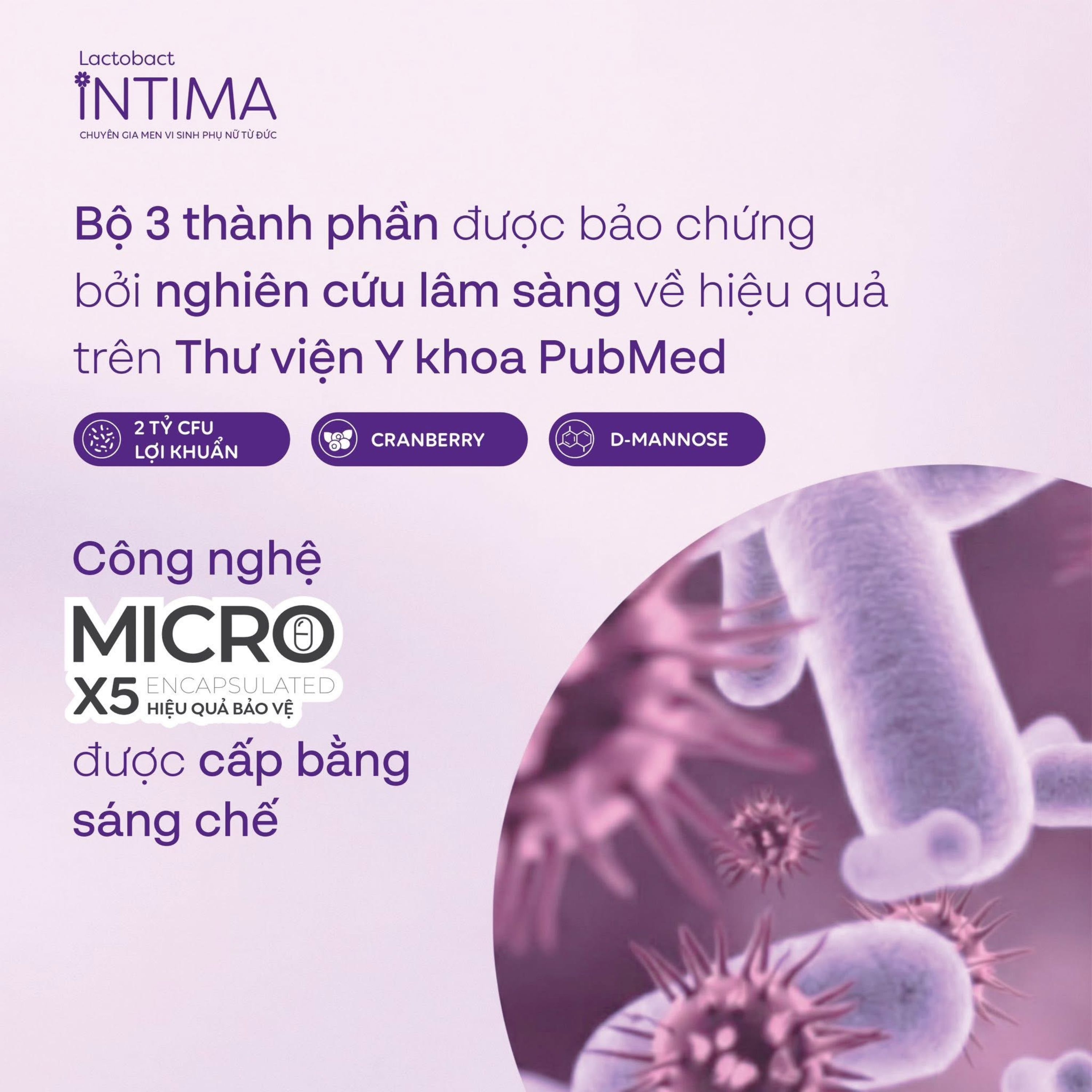 Hình ảnh Viên uống bổ sung lợi khuẩn, D-mannose, việt quất cho phụ nữ Lactobact Intima (30 viên)