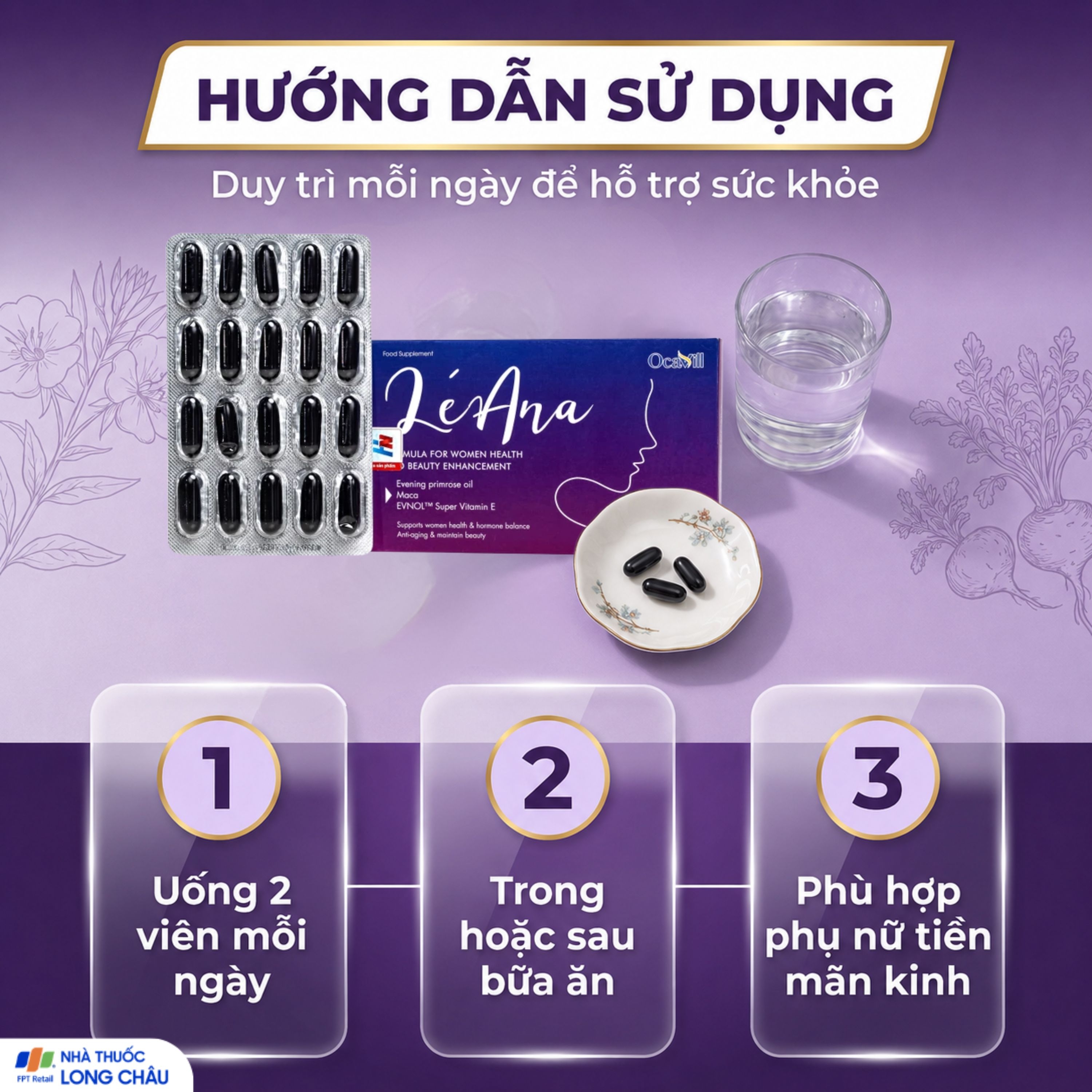Hình ảnh Viên uống giúp cải thiện triệu chứng tiền mãn kinh, cân bằng nội tiết tố, hạn chế lão hóa, giúp đẹp da Léana Ocavill(3 vỉ x 20 viên)